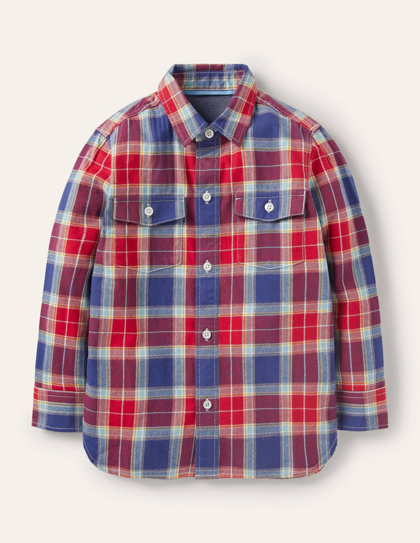 Cosy Brushed Check Shirt-Rockabilly Red/Starboard Blue
