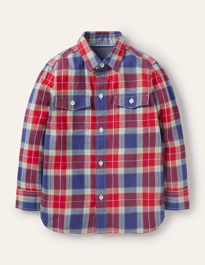 Cosy Brushed Check Shirt-Rockabilly Red/Starboard Blue-1