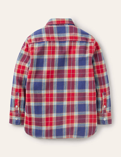 Cosy Brushed Check Shirt-Rockabilly Red/Starboard Blue-2