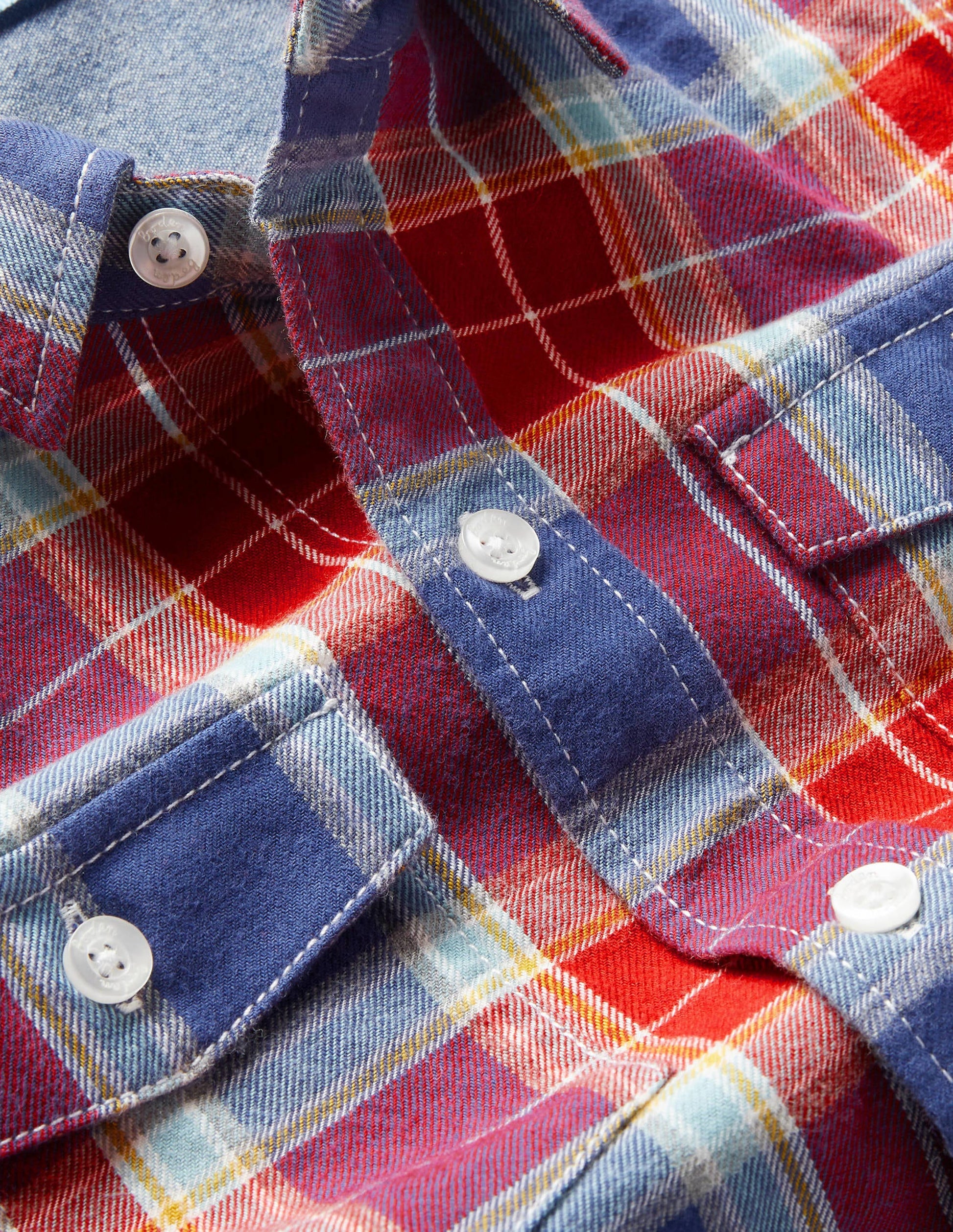Cosy Brushed Check Shirt-Rockabilly Red/Starboard Blue-3
