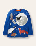 Glow-in-the-dark Scene T-shirt-Brilliant Blue Animals