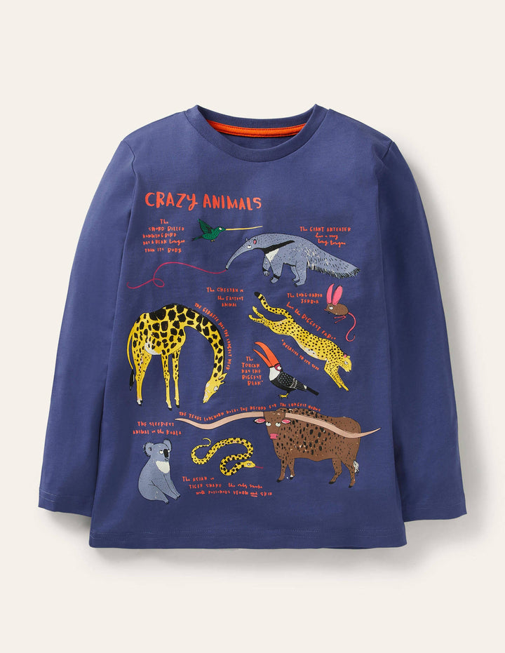 Educational Graphic T-shirt-Starboard Blue Crazy Animals