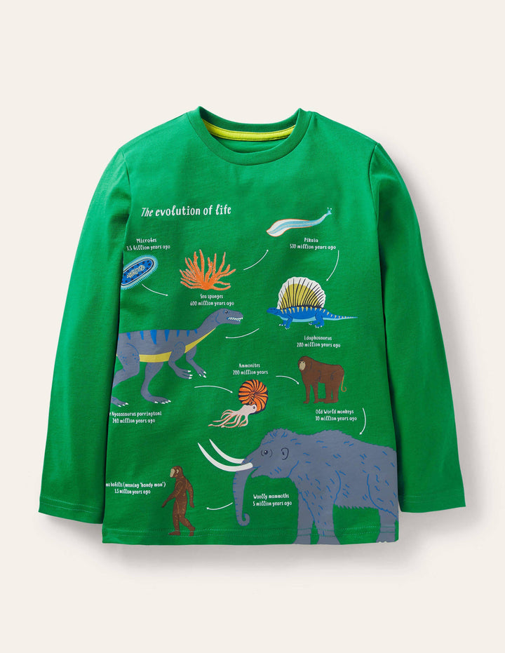 Educational Graphic T-shirt-Highland Green Dinosaurs