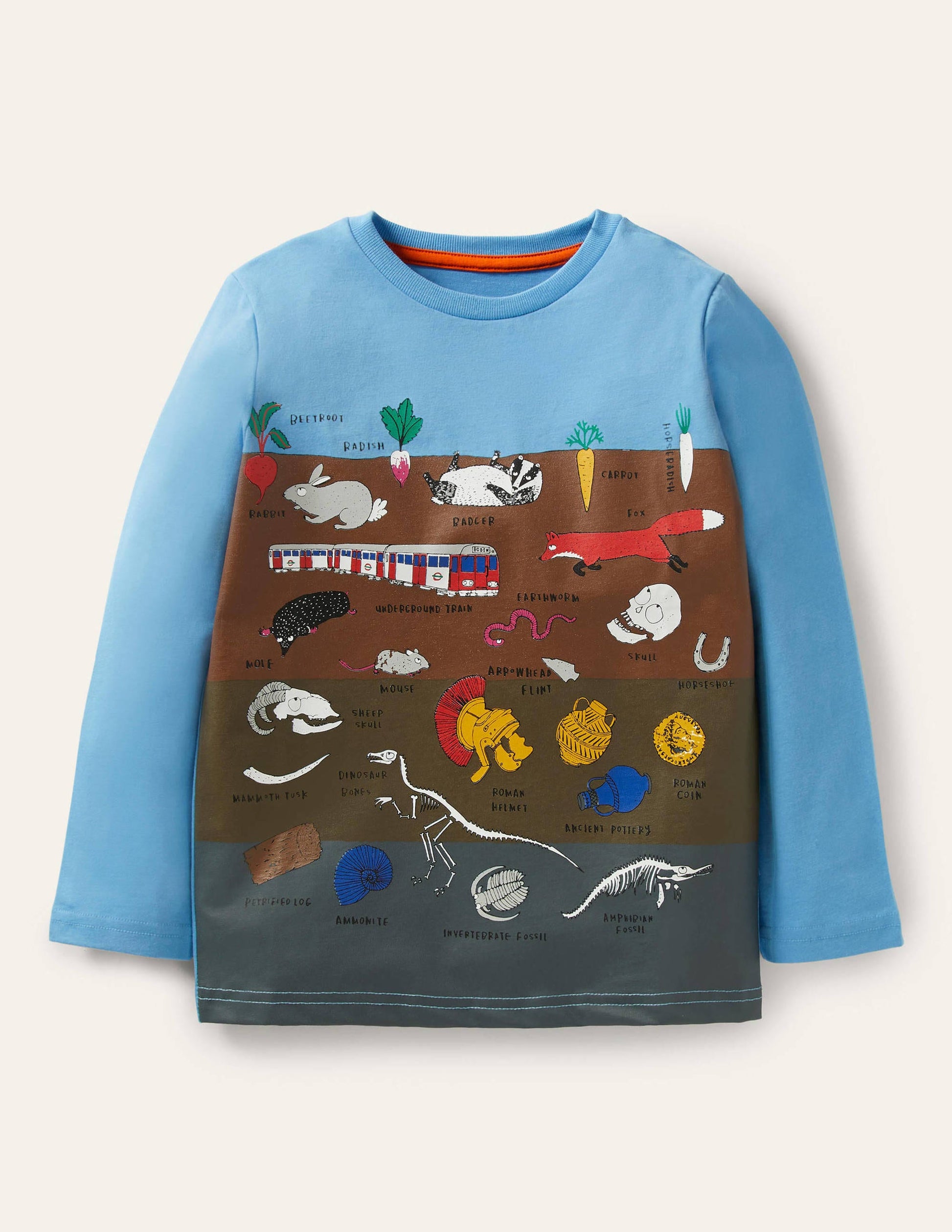 Educational Graphic T-shirt-Surfboard Blue Ground Layers-1