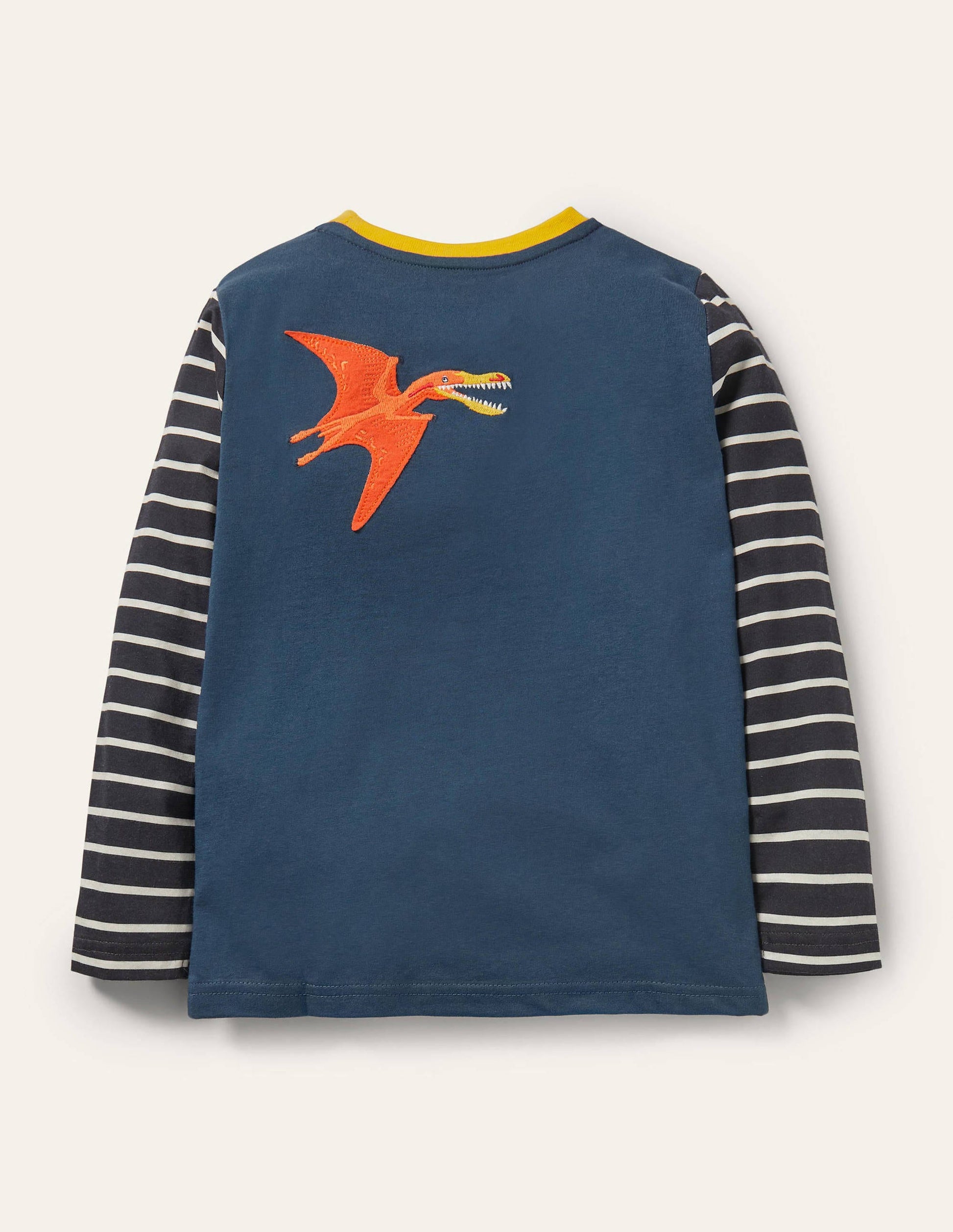 Wrap-around Appliqué T-shirt-Stormy Blue Pterodactyl-2