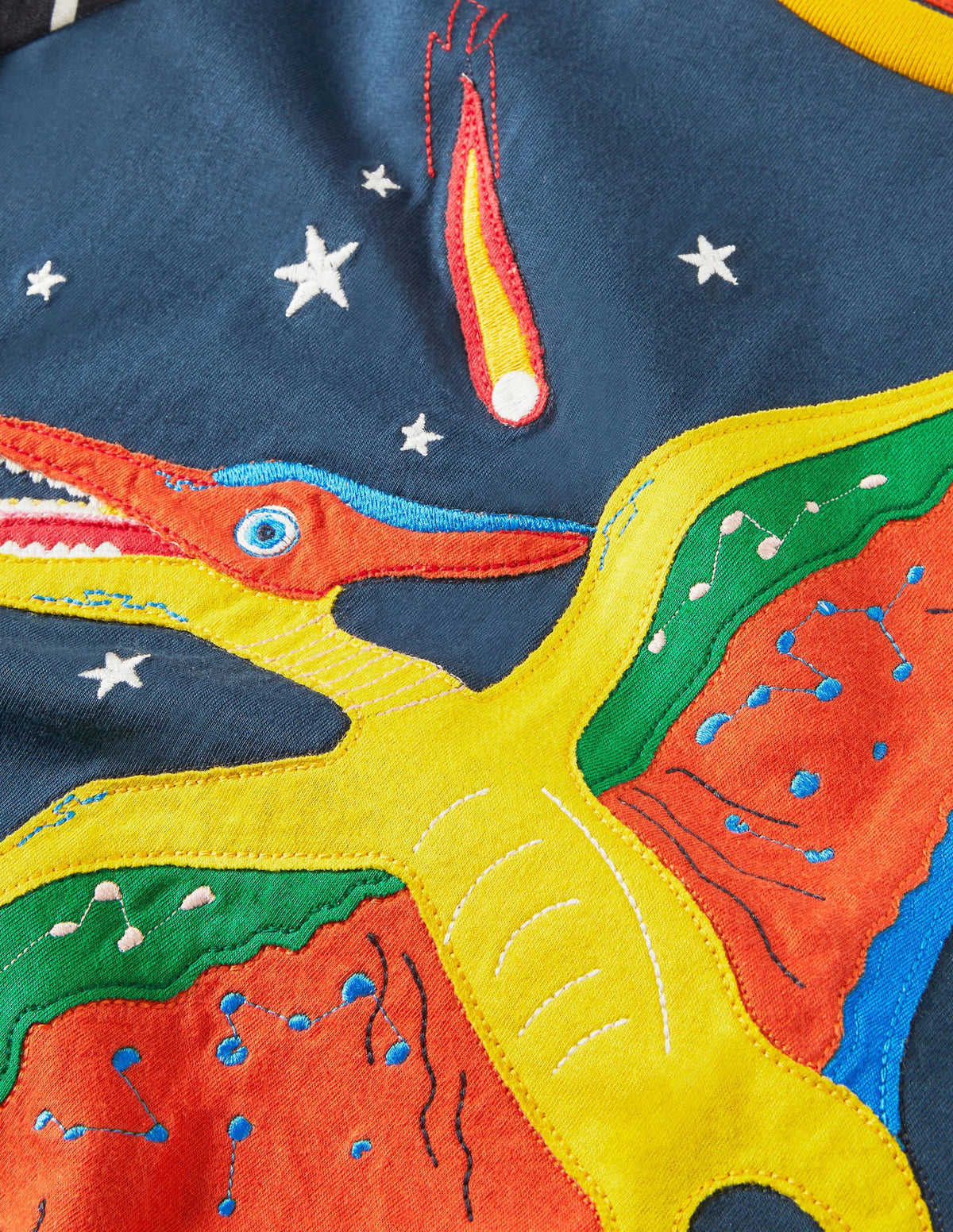 Wrap-around Appliqué T-shirt-Stormy Blue Pterodactyl - Image 3
