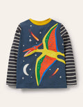 Wrap-around Appliqué T-shirt-Stormy Blue Pterodactyl