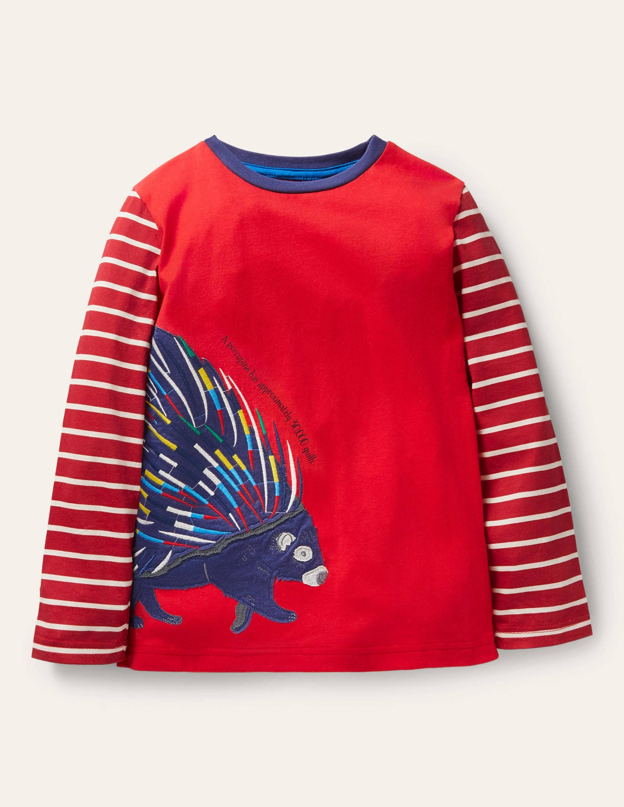 Wrap-around Appliqué T-shirt-Rockabilly Red Porcupine - Image 1