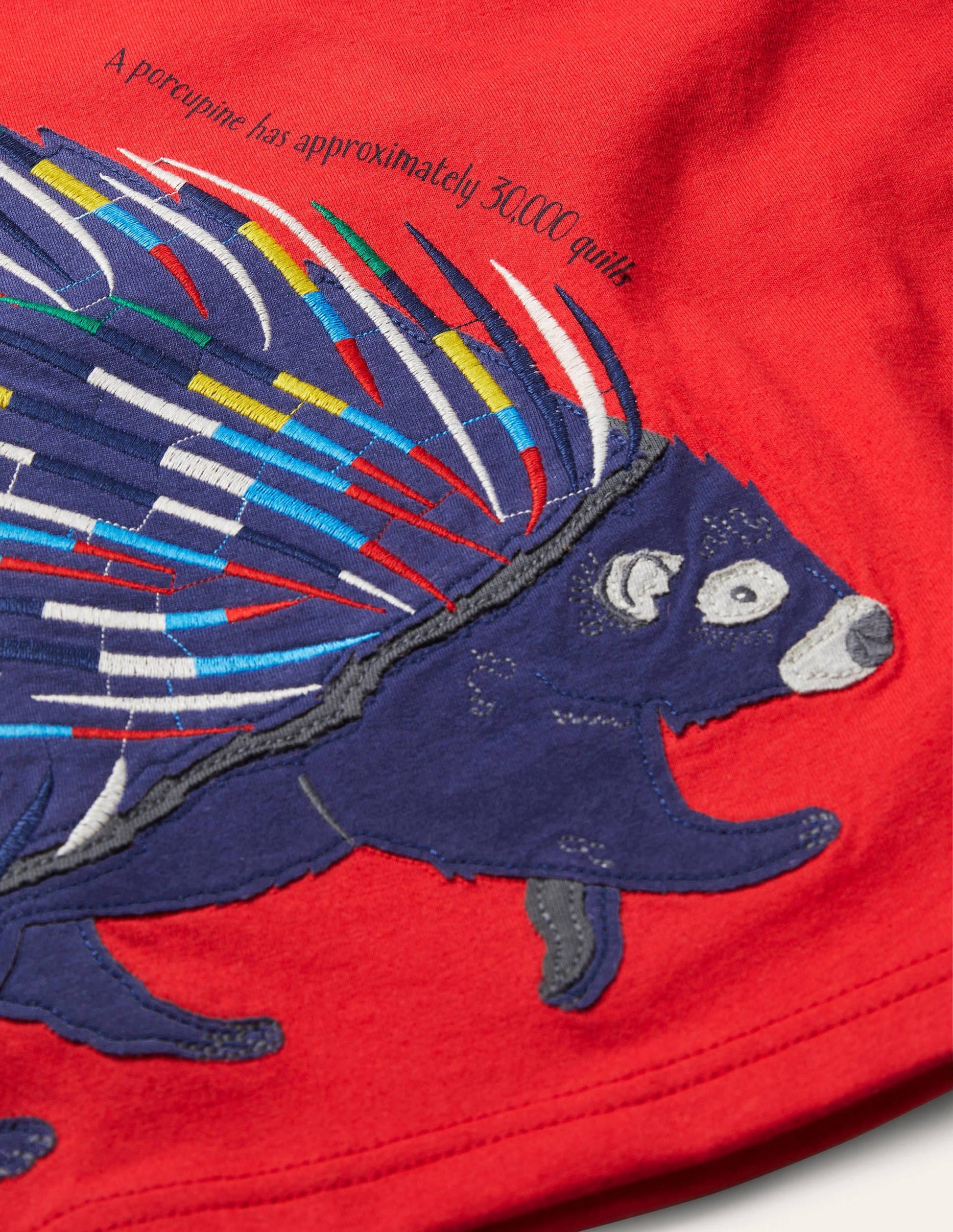 Wrap-around Appliqué T-shirt-Rockabilly Red Porcupine-3