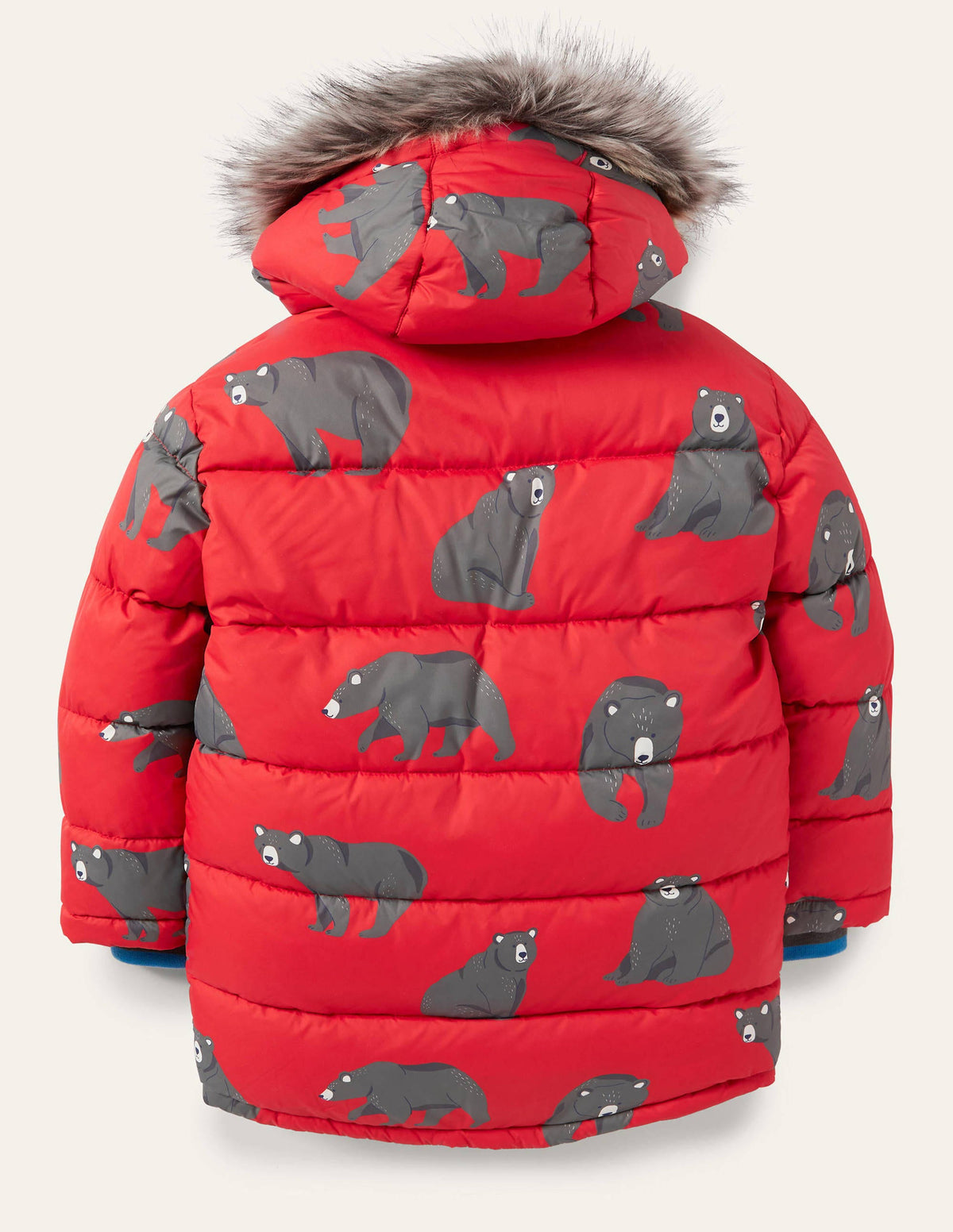 Longline Padded Jacket-Rockabilly Red Bears - Image 2