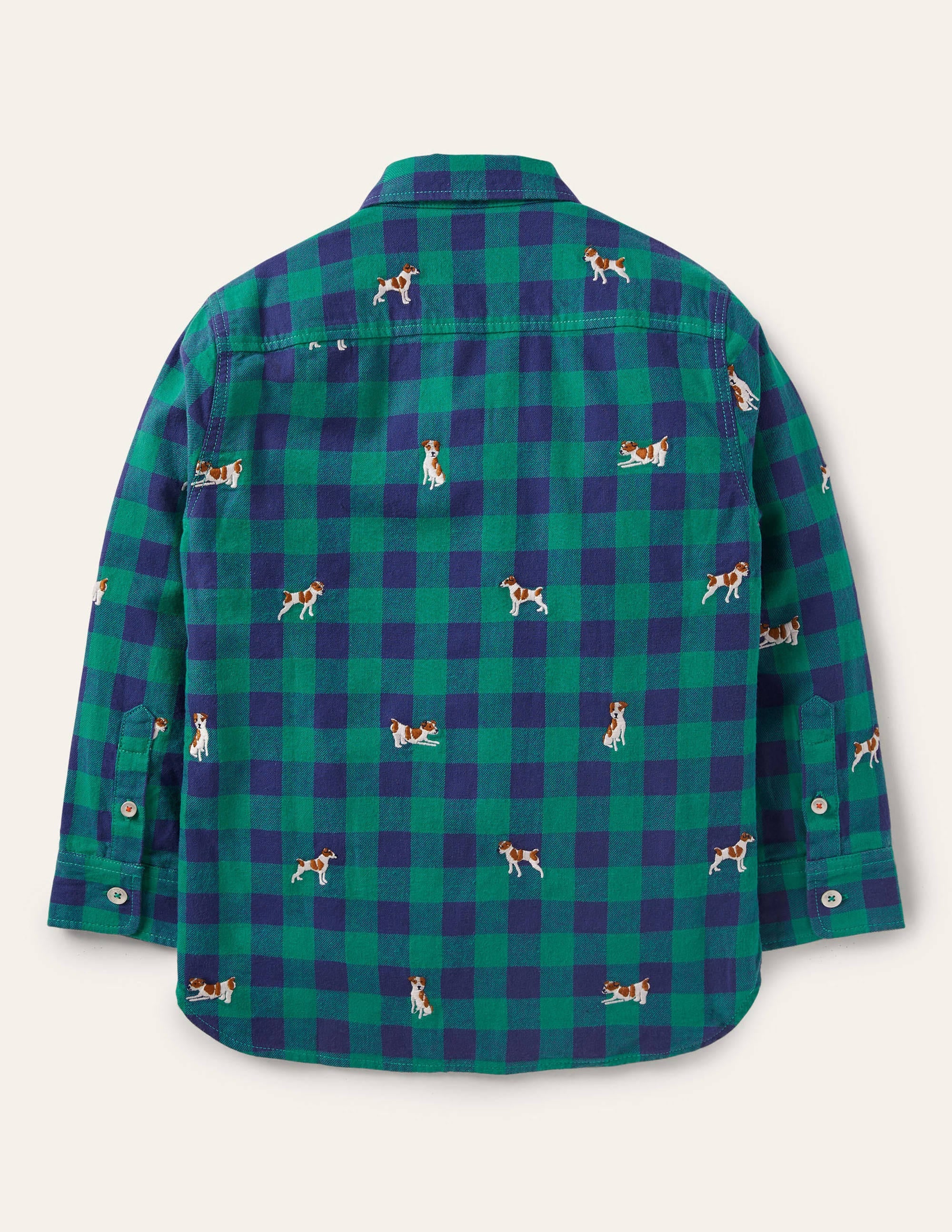 Cosy Embroidered Check Shirt-Blue/Green Sprout - Image 2