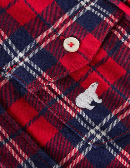 Cosy Embroidered Check Shirt-Rockabilly Red/Navy Polar Bear-3