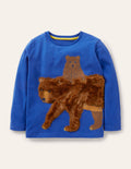 Forest Appliqué T-shirt-Brilliant Blue Bear