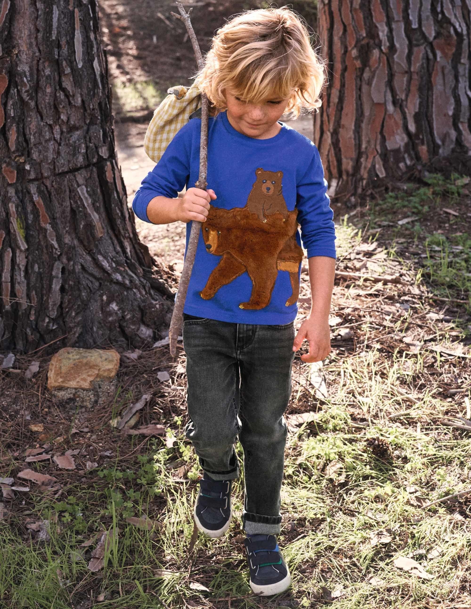Forest Appliqué T-shirt-Brilliant Blue Bear - Image 4