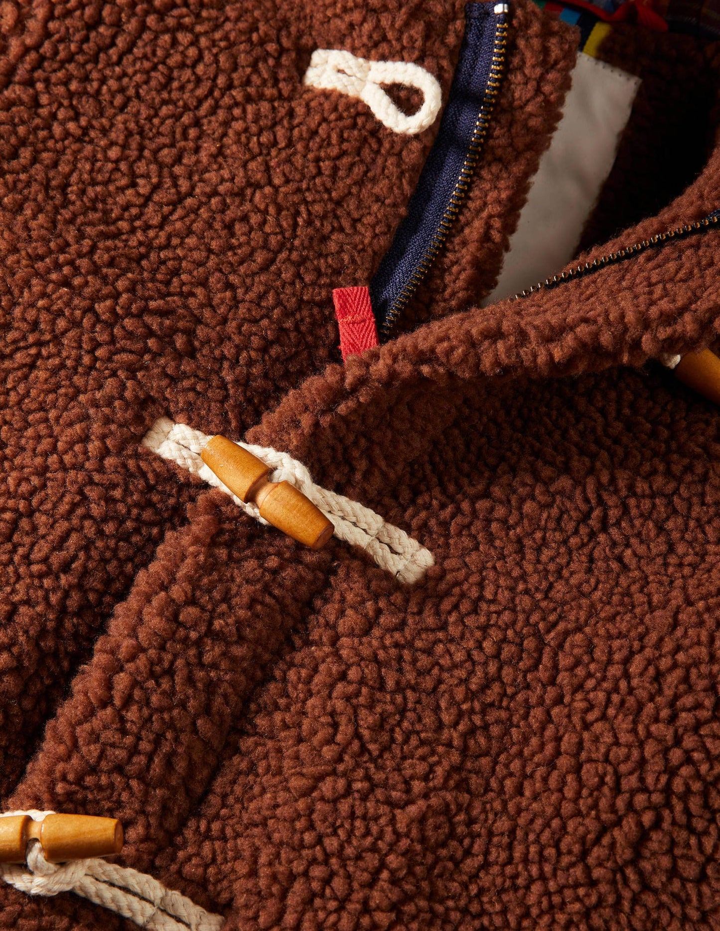Borg Teddy Bear Duffle Coat-Natural Brown