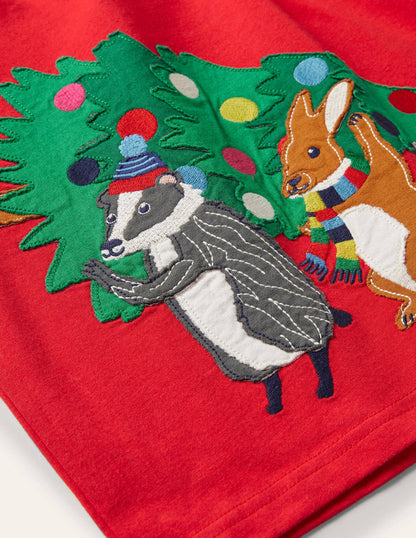 Festive Animal T-shirt-Rockabilly Red-3