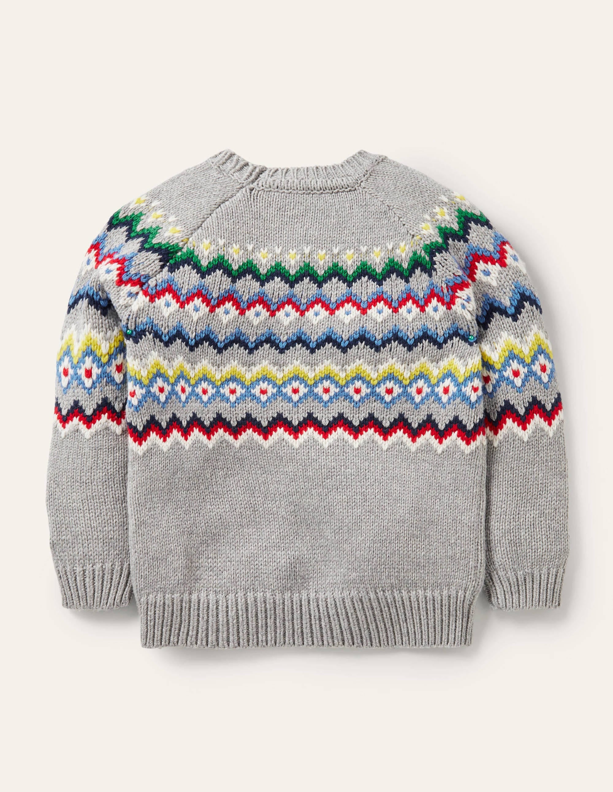 Chunky Fair Isle Crew Jumper-Grey Marl - Image 2