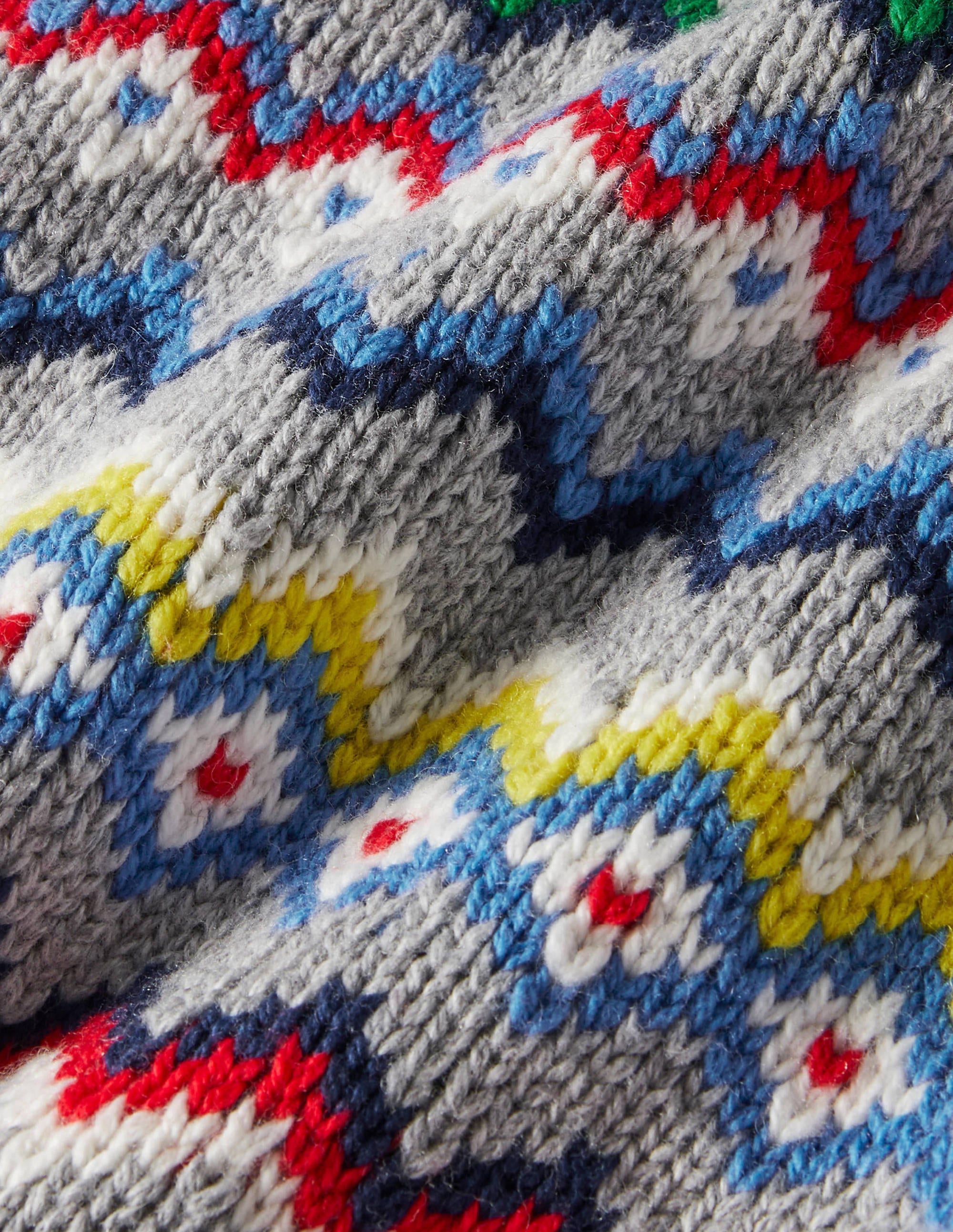 Chunky Fair Isle Crew Jumper-Grey Marl - Image 3