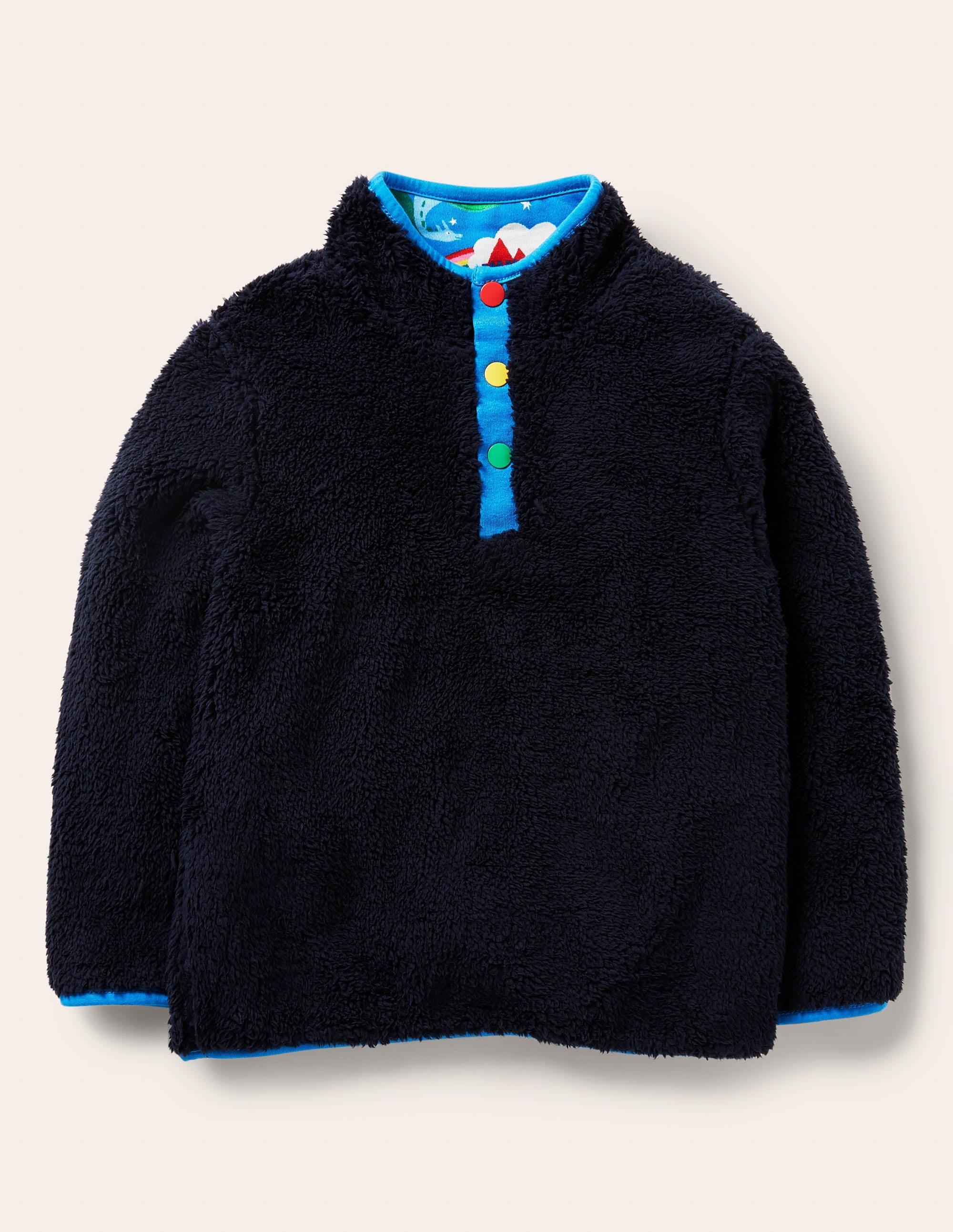 Reversible Henley Sweatshirt-Starboard Blue/Magical Castle - Image 4