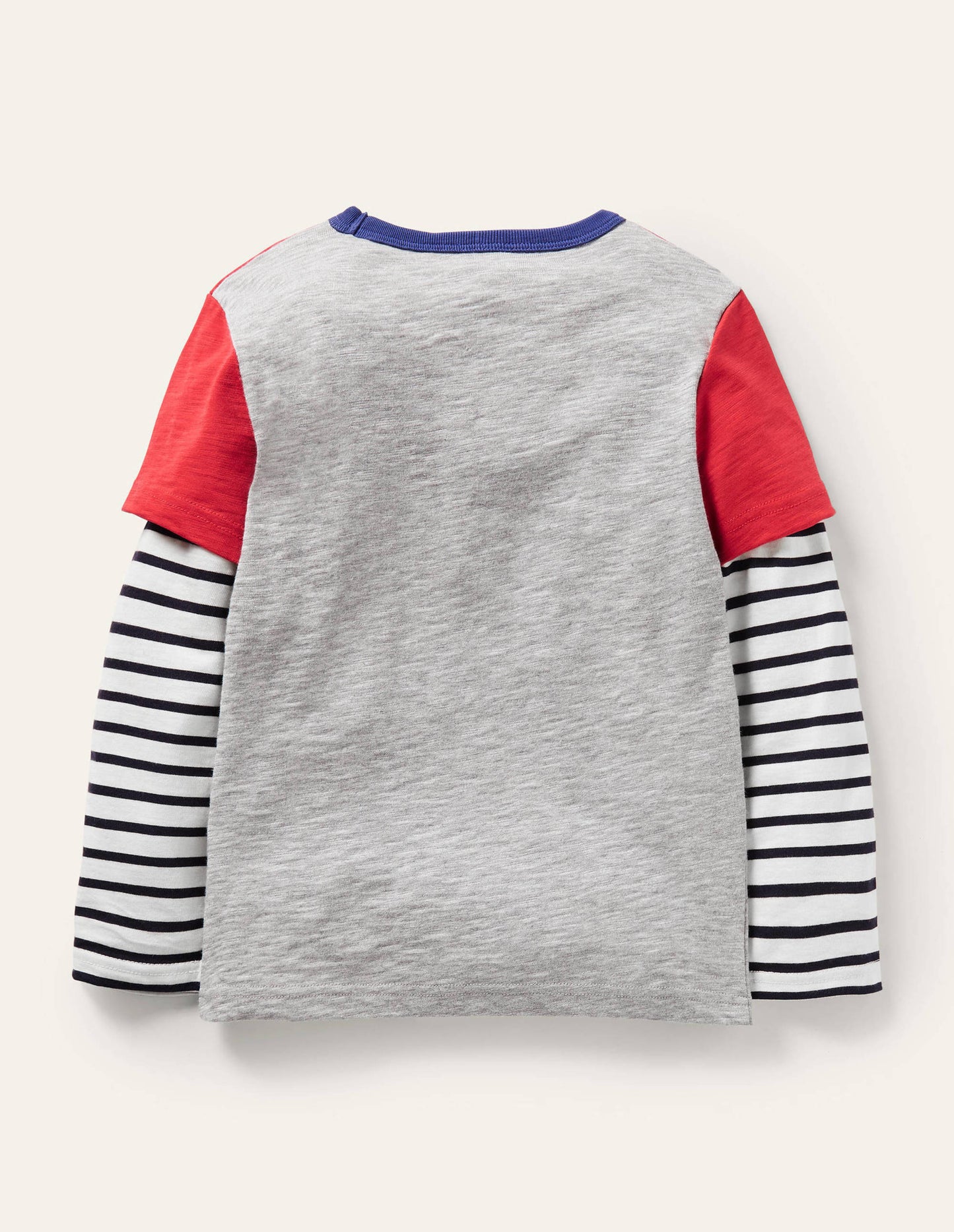 Colourblock Layered T-shirt-Rockabilly Red/Grey