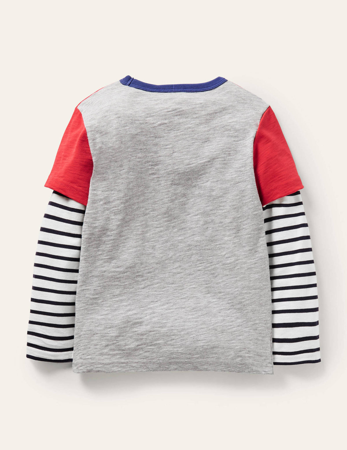 Colourblock Layered T-shirt-Rockabilly Red/Grey - Image 2