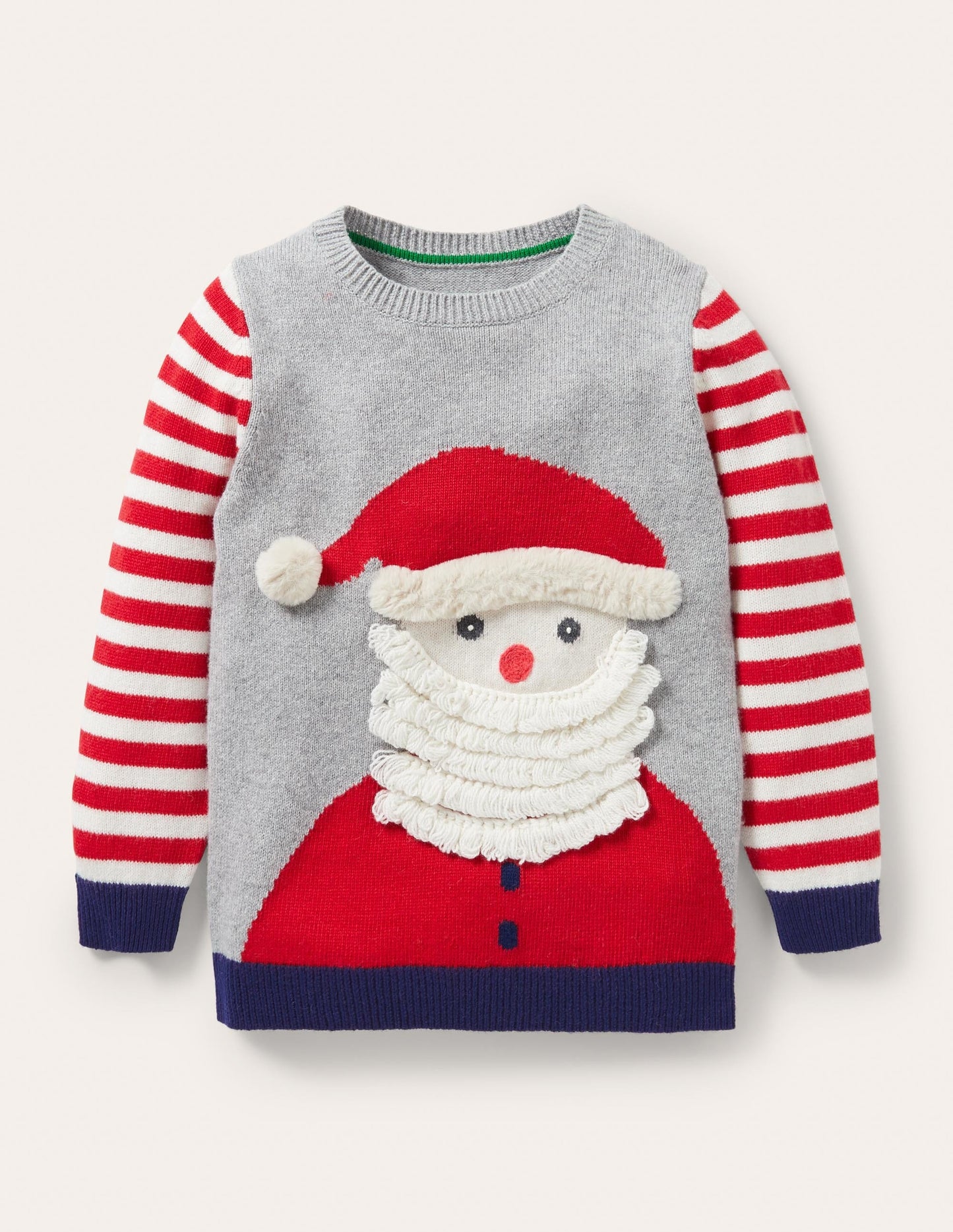 Festive Graphic Crew Jumper-Grey Marl Santa Claus