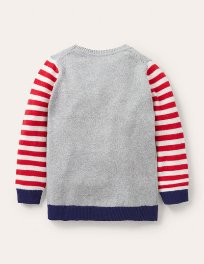 Festive Graphic Crew Jumper-Grey Marl Santa Claus-2