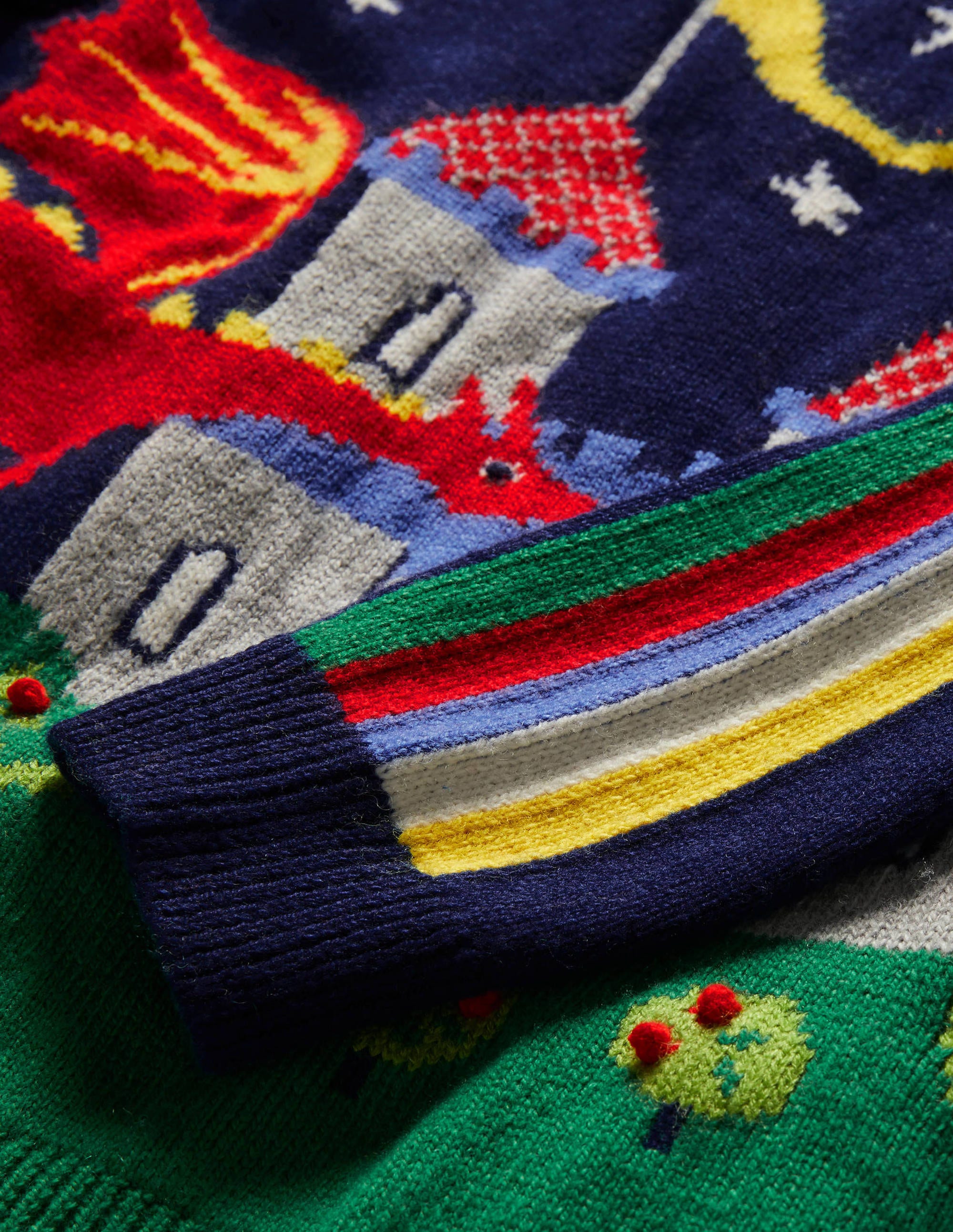 Graphic Dragon Crew Jumper-College Navy Rainbow Castle - Image 3