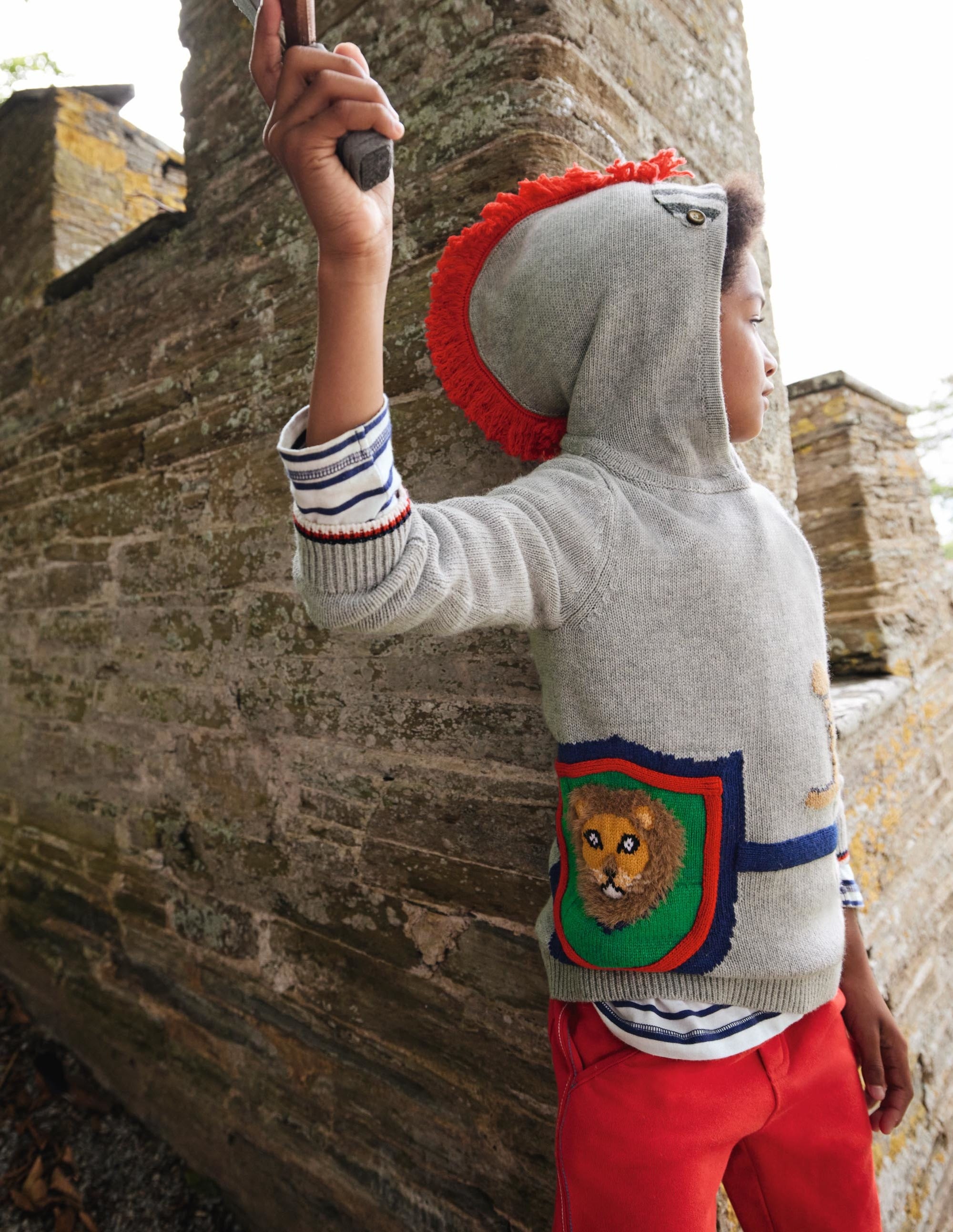 Knitted Knight Hoodie-Grey Marl Knight - Image 4