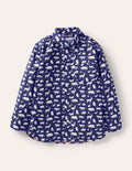 Printed Party Shirt-Starboard Blue Woodland Animal