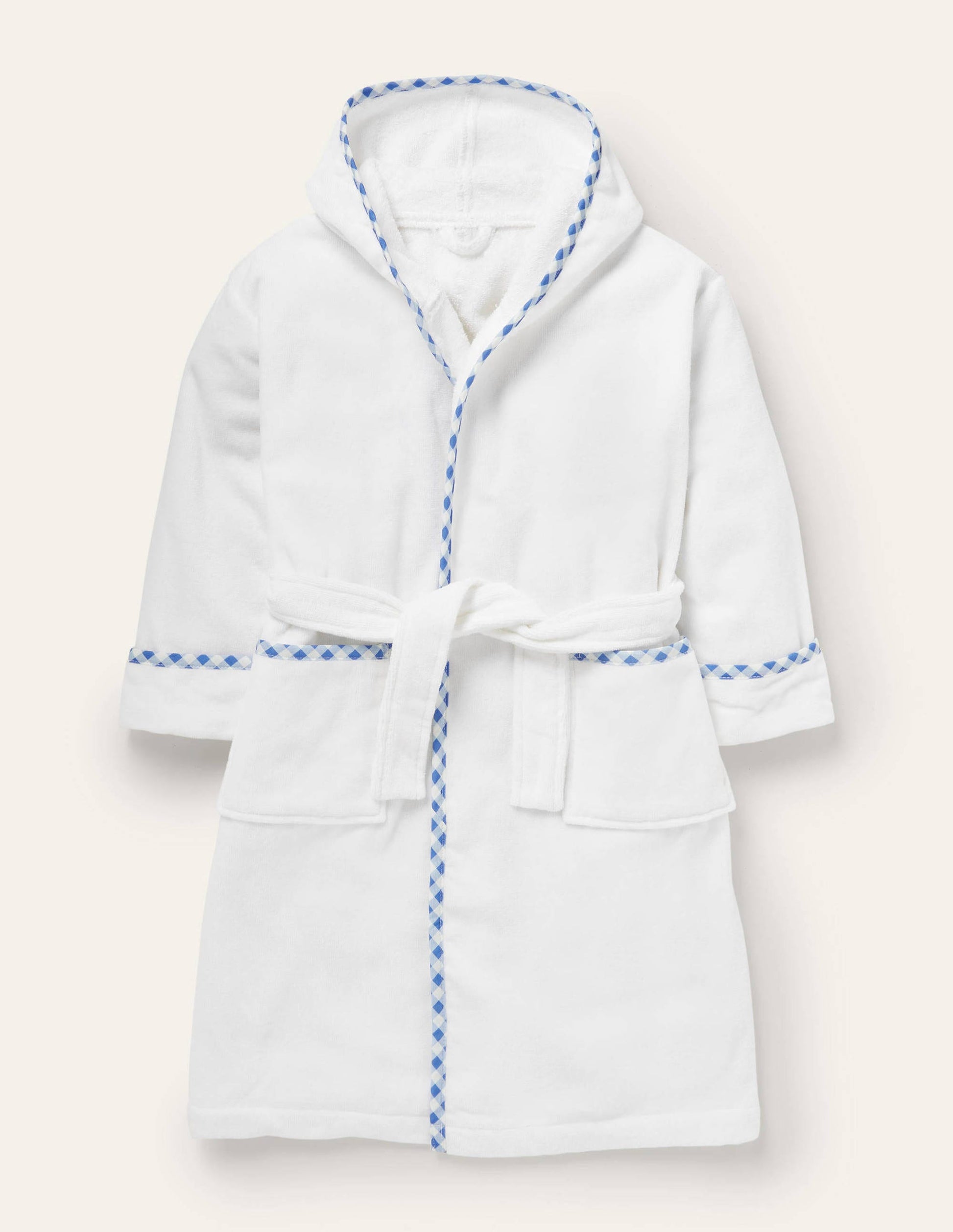 Leo Bath Robe-White/Gingham-1
