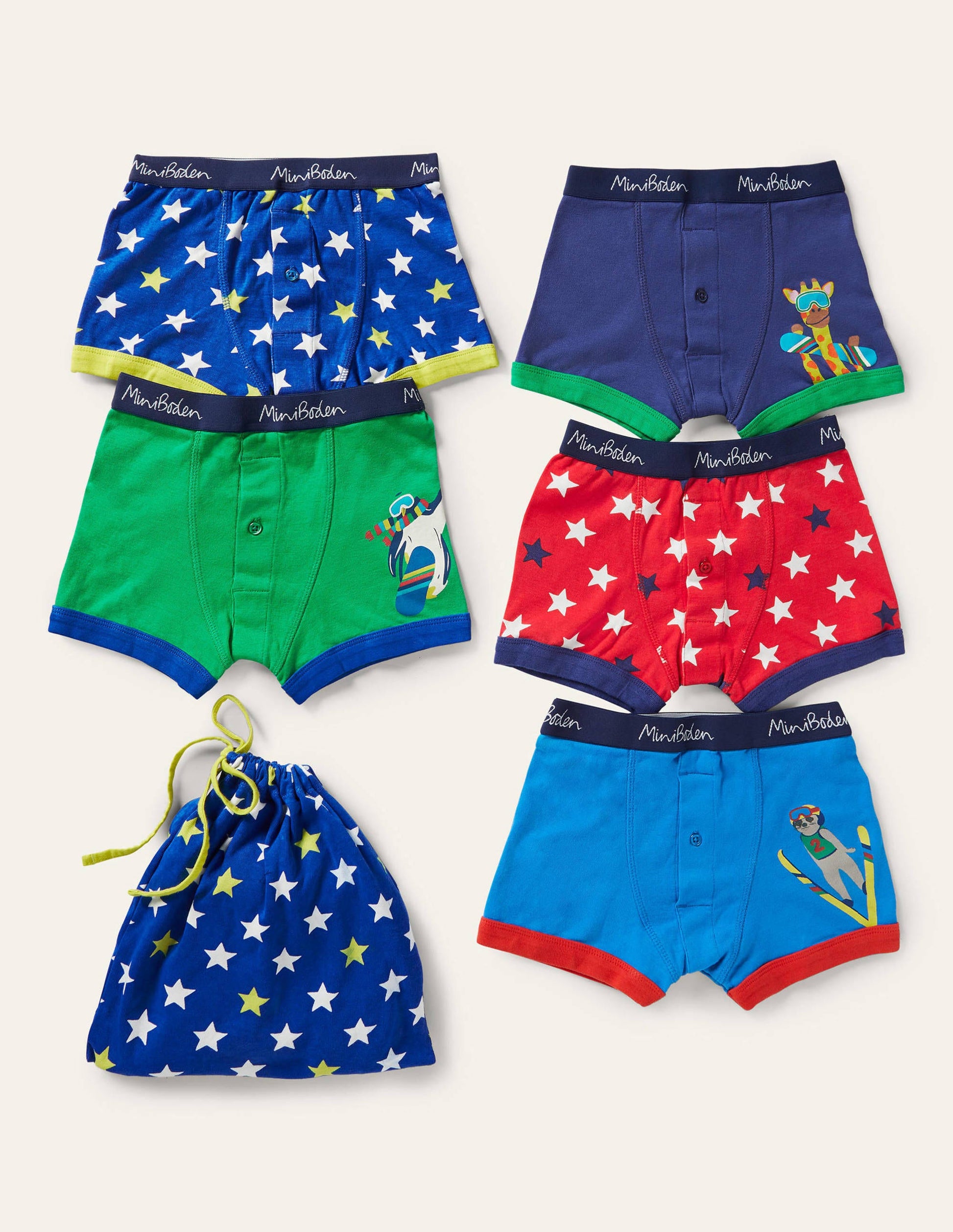 Boxers 5 Pack-Animal Snow Sports-1