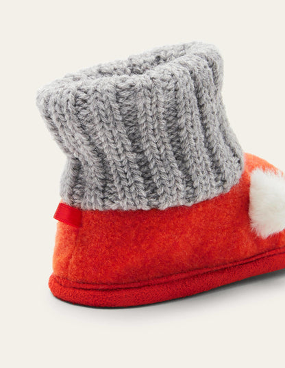 Fox Knitted Slipper Booties-Autumn Orange-2