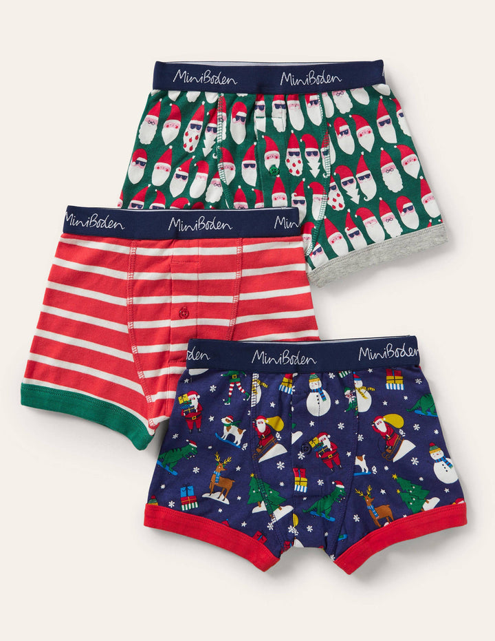 Christmas Boxers 3 Pack-Green Santa
