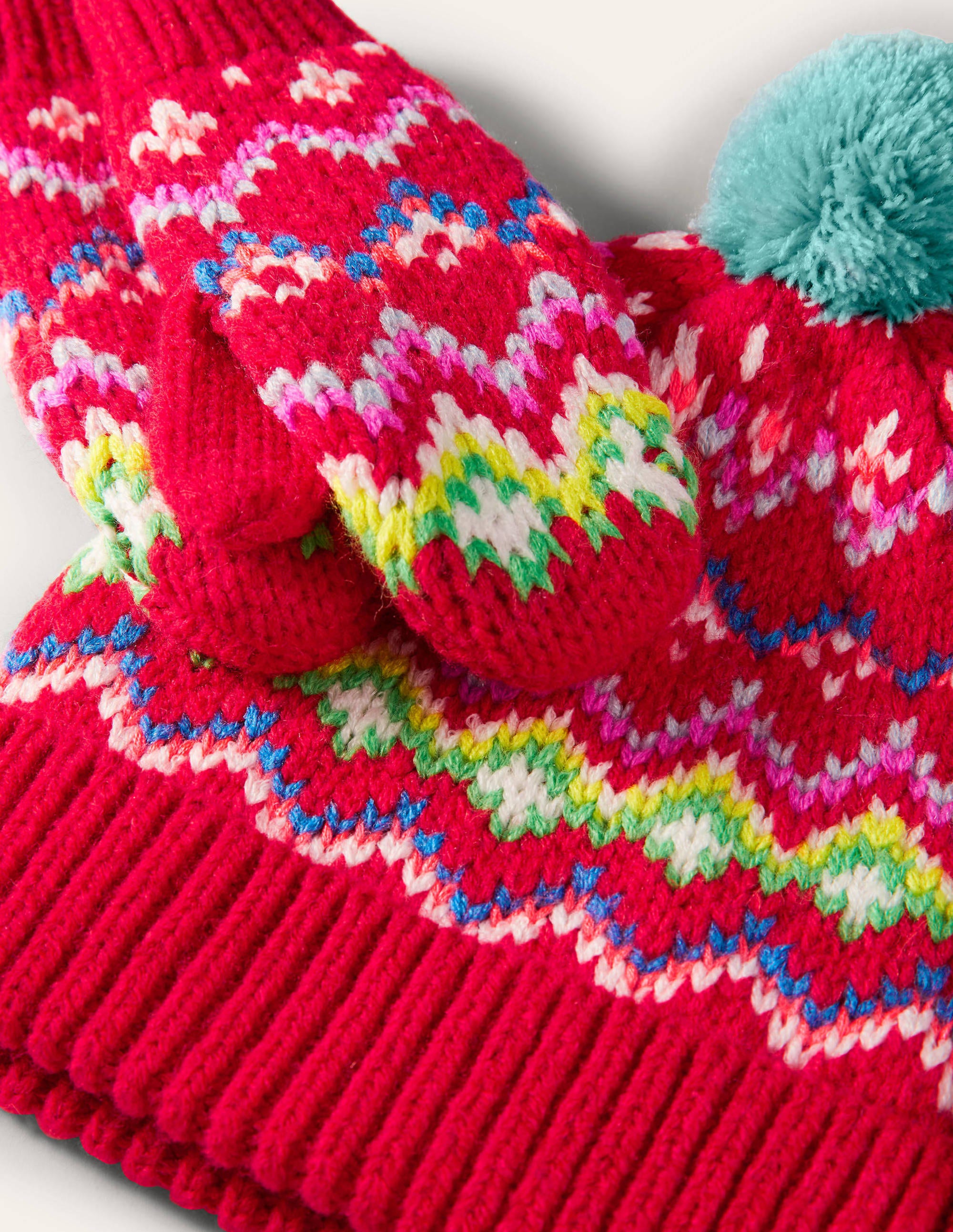 Fair Isle Hat and Mittens Set-Rockabilly Red - Image 2