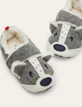 Felt Badger Slippers-Grey Marl