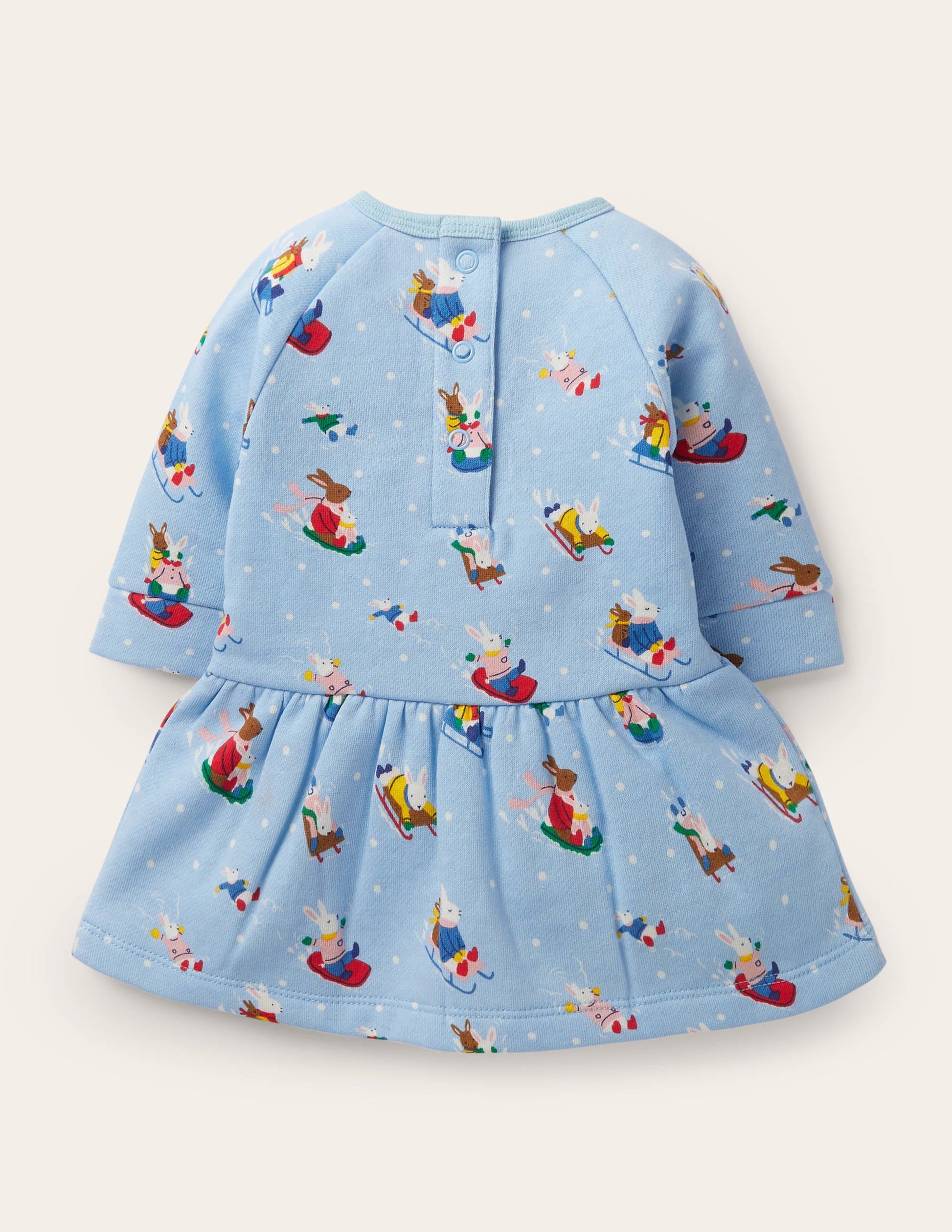 Cosy Sweatshirt Dress-Winter Sky Snow Bunnies-2