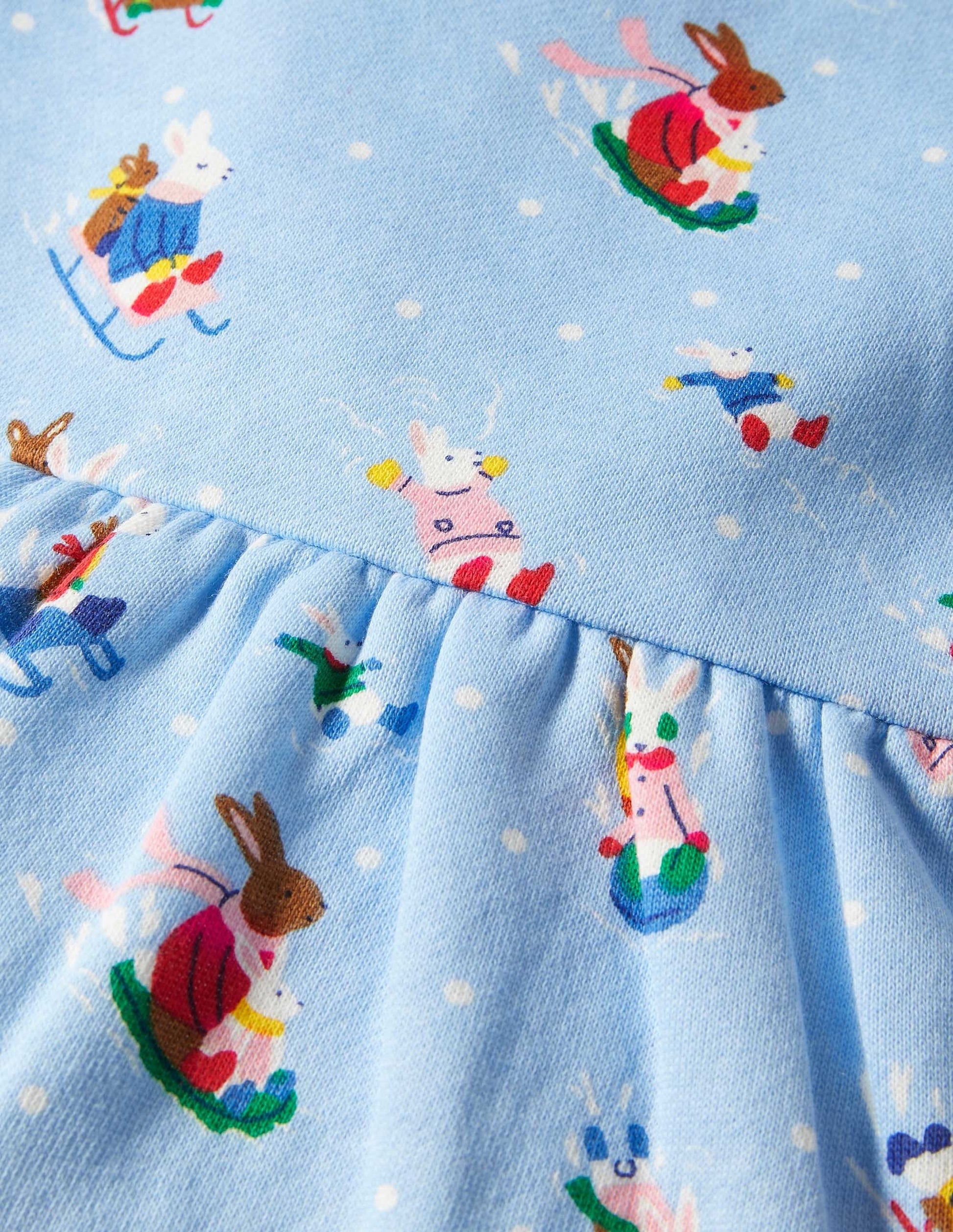 Cosy Sweatshirt Dress-Winter Sky Snow Bunnies-3