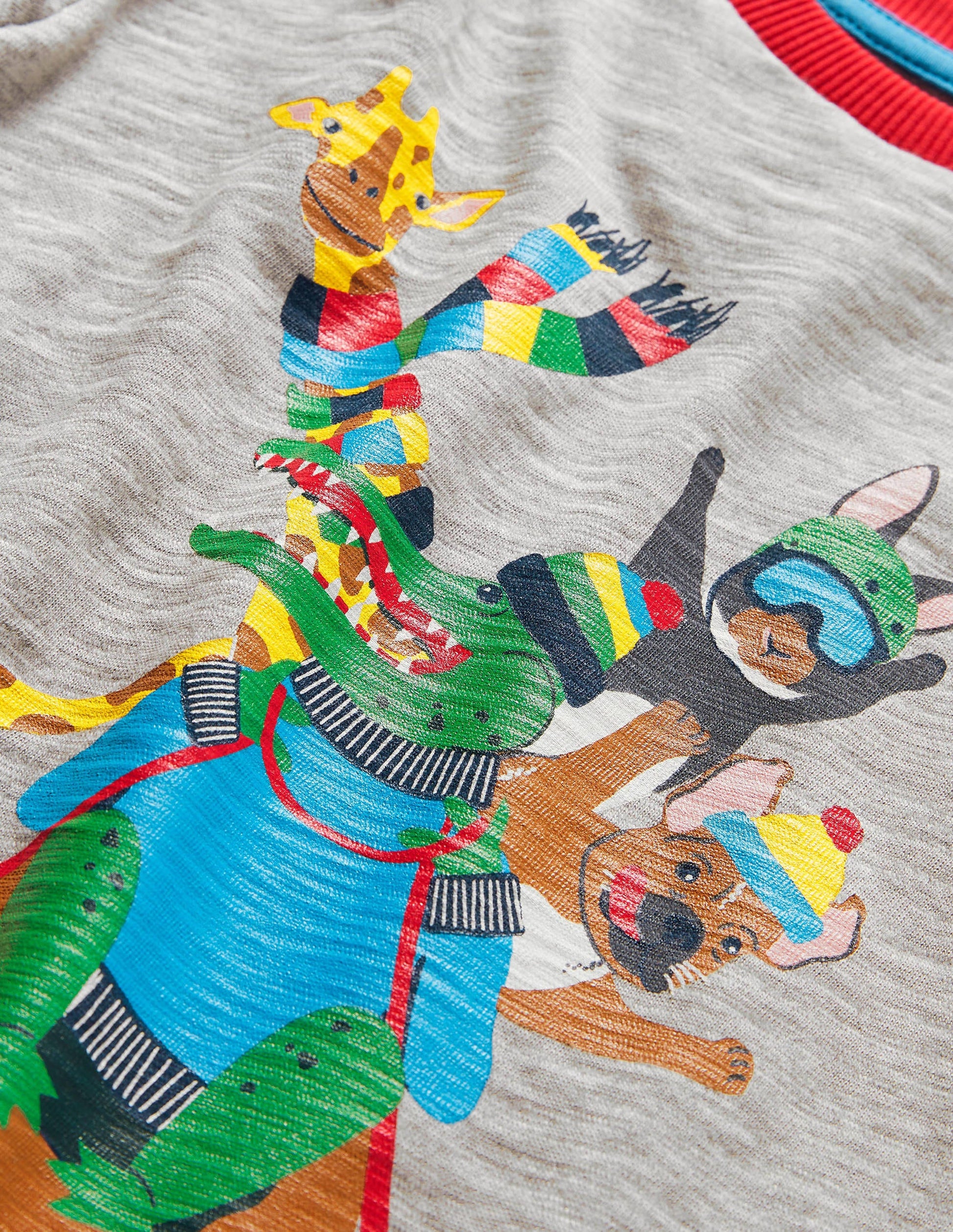 Animal Snow Sports T-shirt-Grey Marl Sledge Animals-3