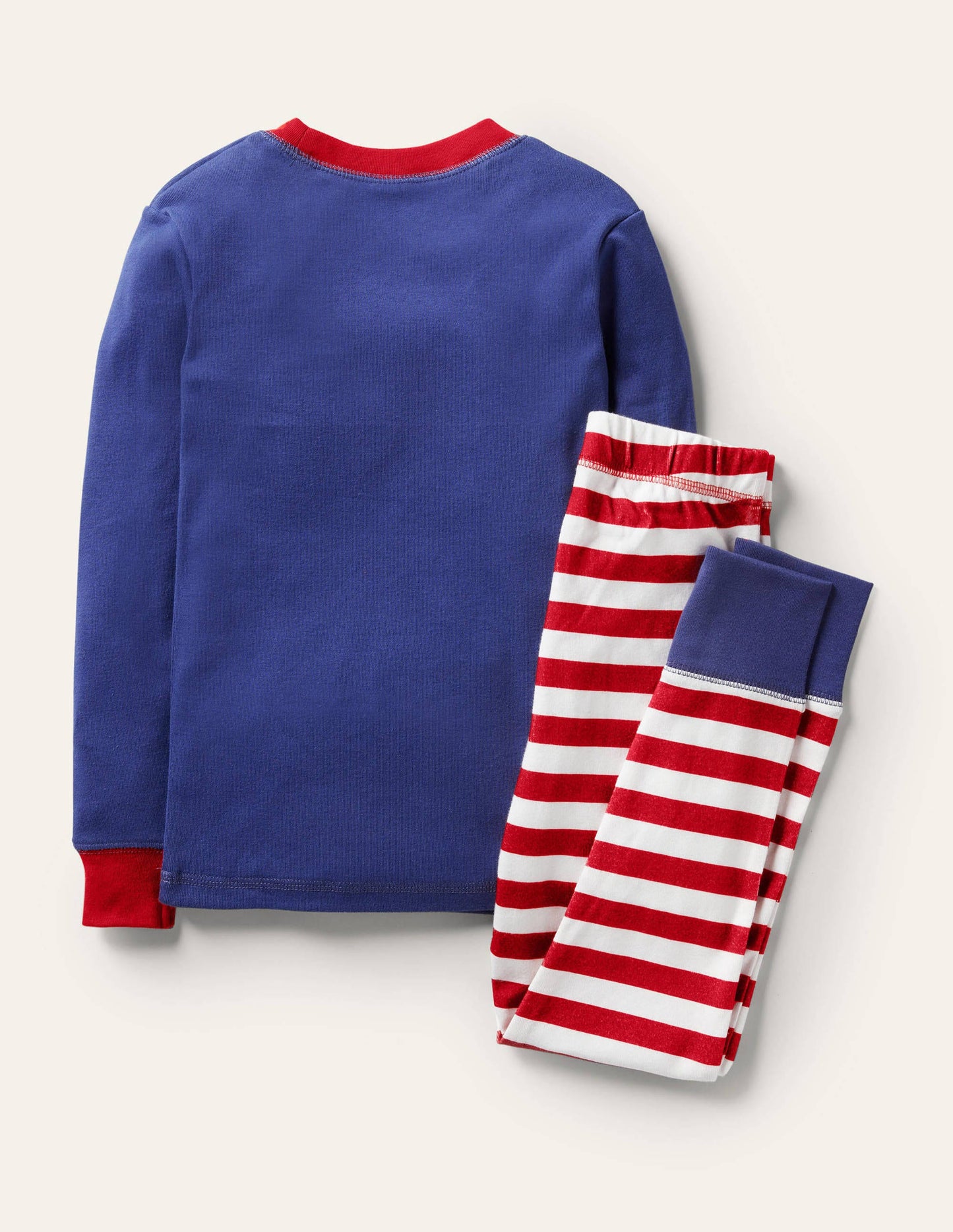 Snug Appliqué Long Pyjamas-Starboard Blue Santa