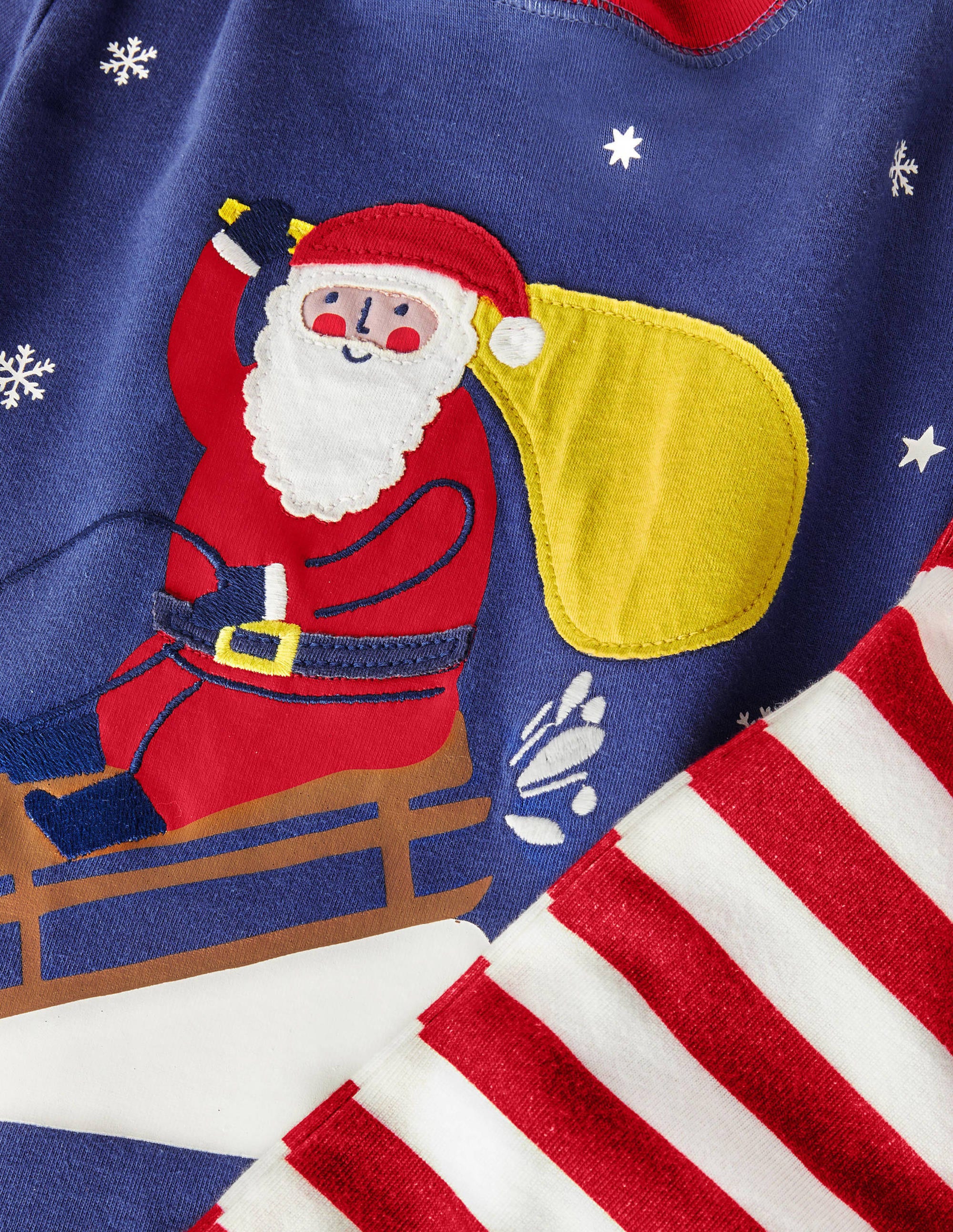 Snug Appliqué Long Pyjamas-Starboard Blue Santa - Image 3
