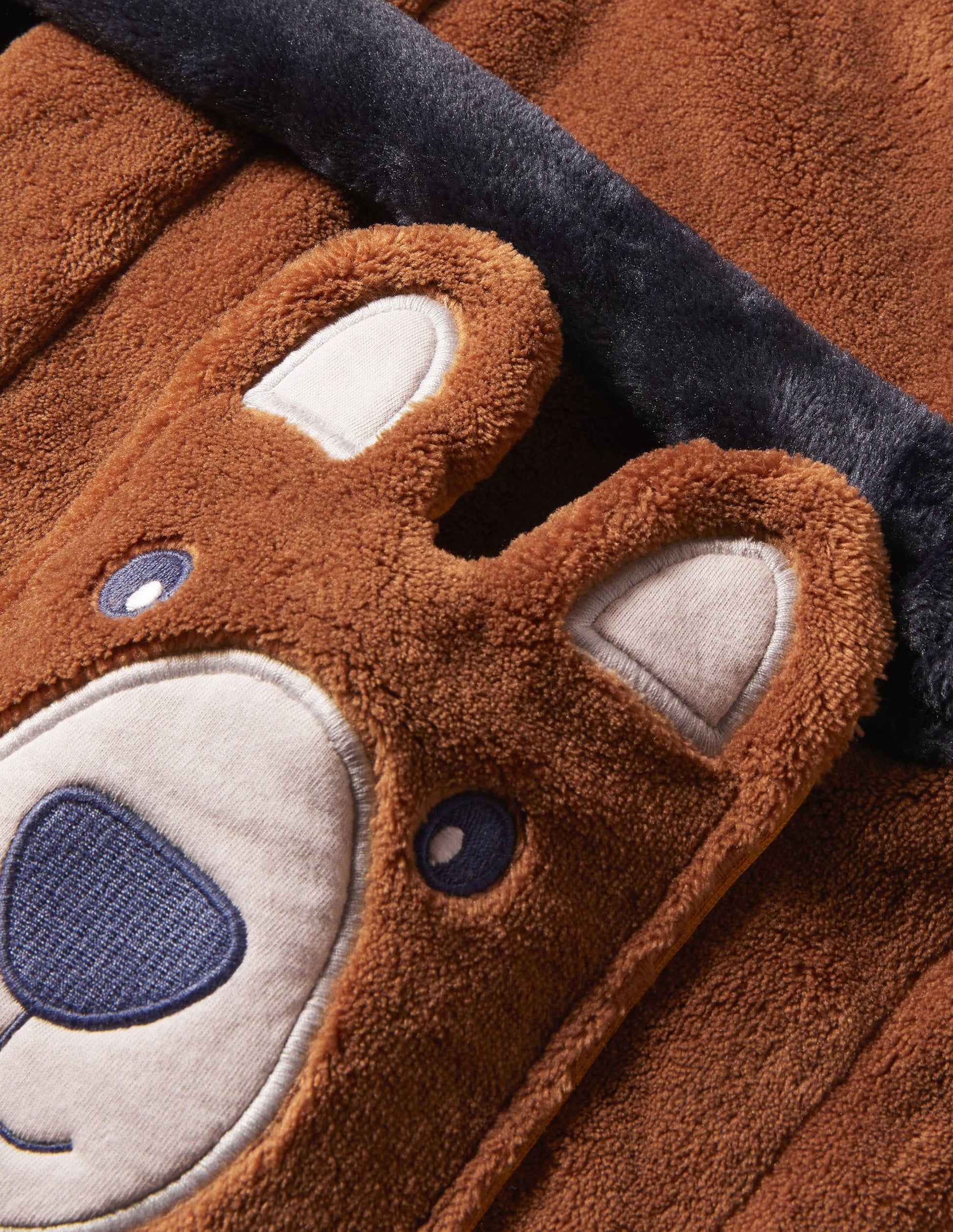 Cosy Appliqué Dressing Gown-Dark Brown Bear-3