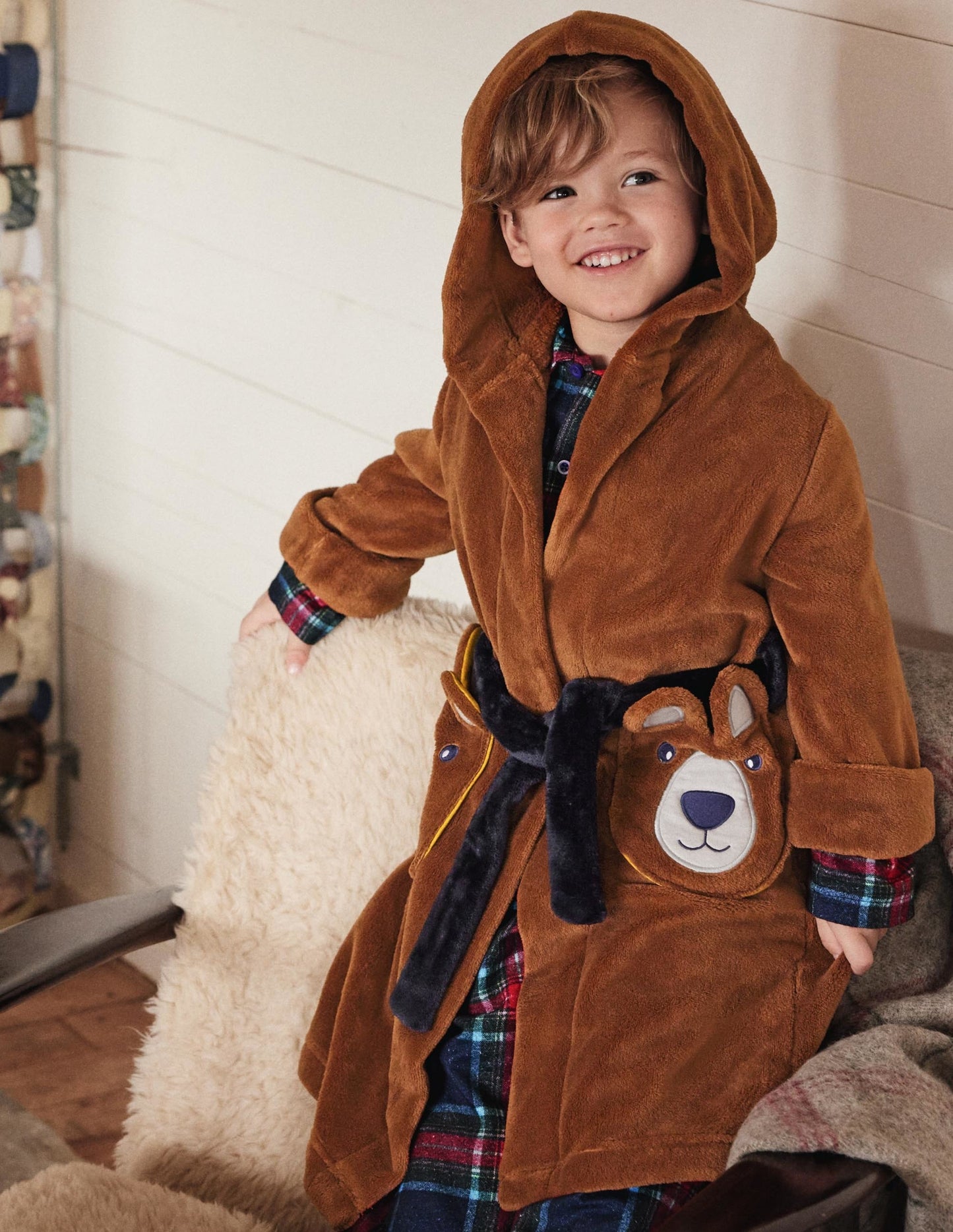 Cosy Appliqué Dressing Gown-Dark Brown Bear