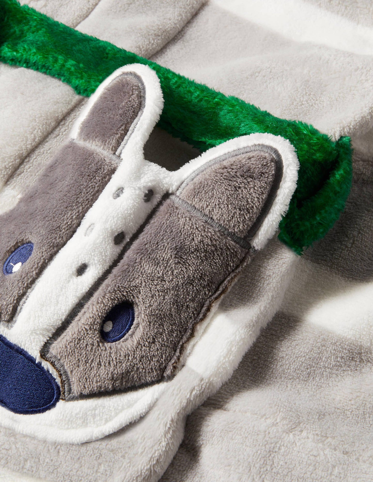 Cosy Appliqué Dressing Gown-Grey/Ecru Badger