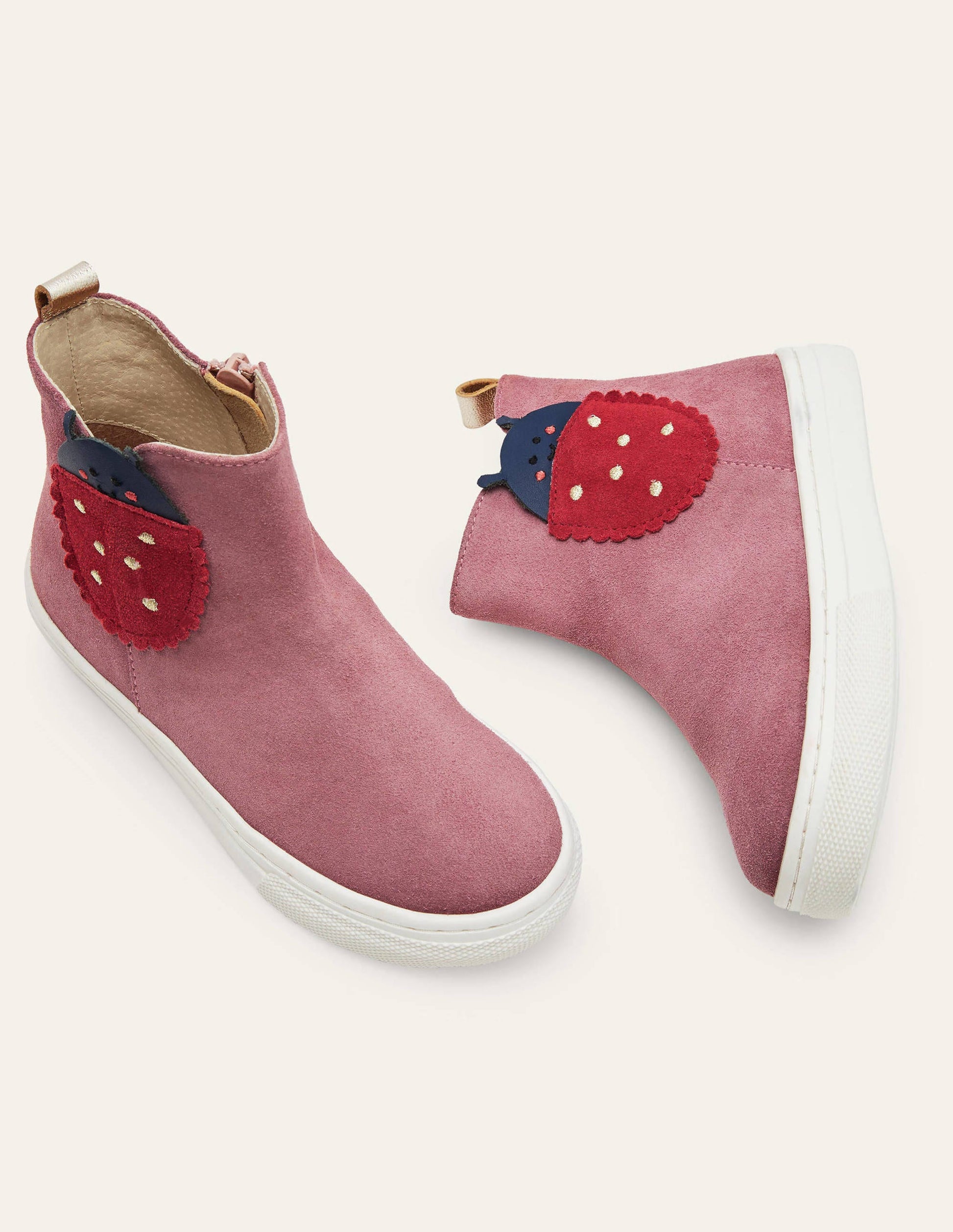 Suede Novelty Boots-Bright Pink Ladybird-1