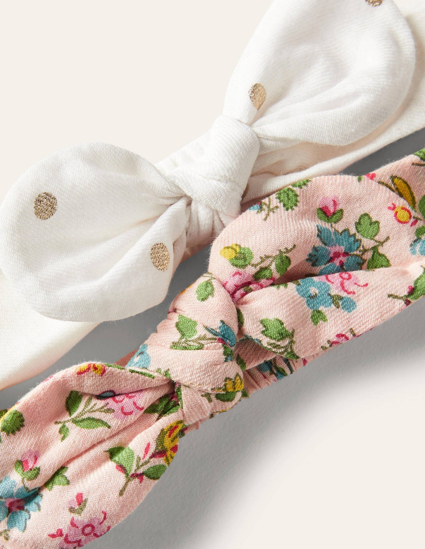 Bow Headband 2 Pack-Pink Floral/Gold Spot