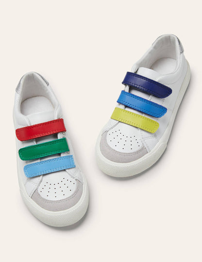 3 Strap Low Top Trainers-White Rainbow-1
