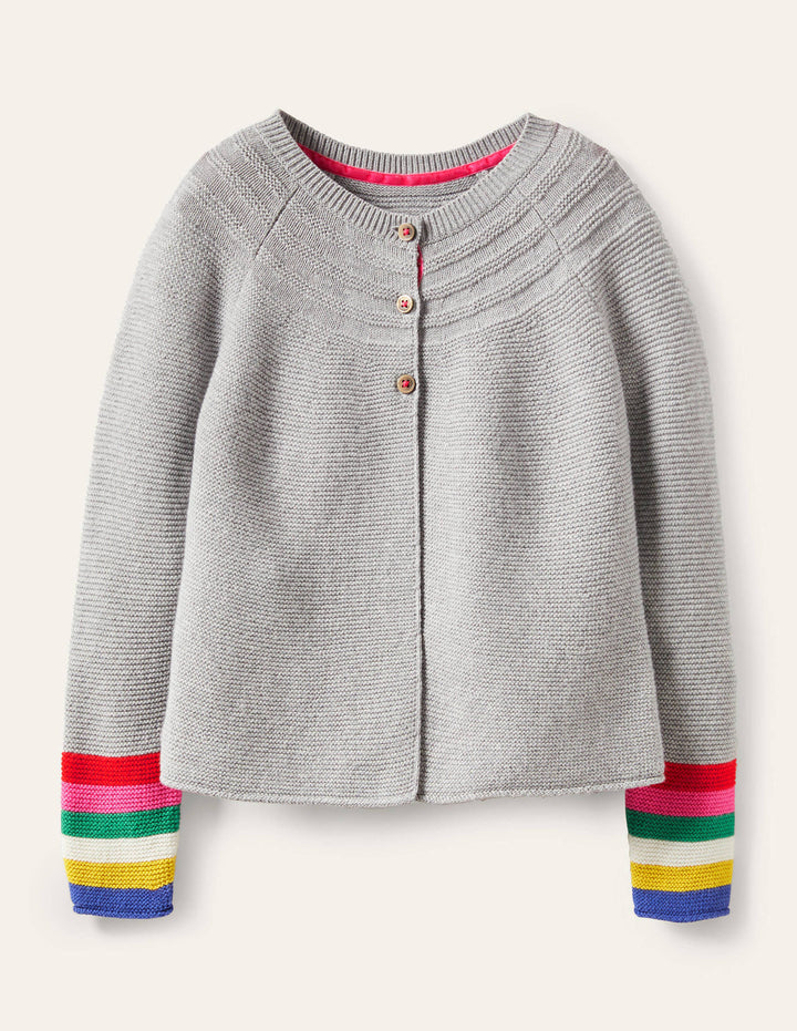 Cotton Cashmere Mix Cardigan-Grey Marl Rainbow