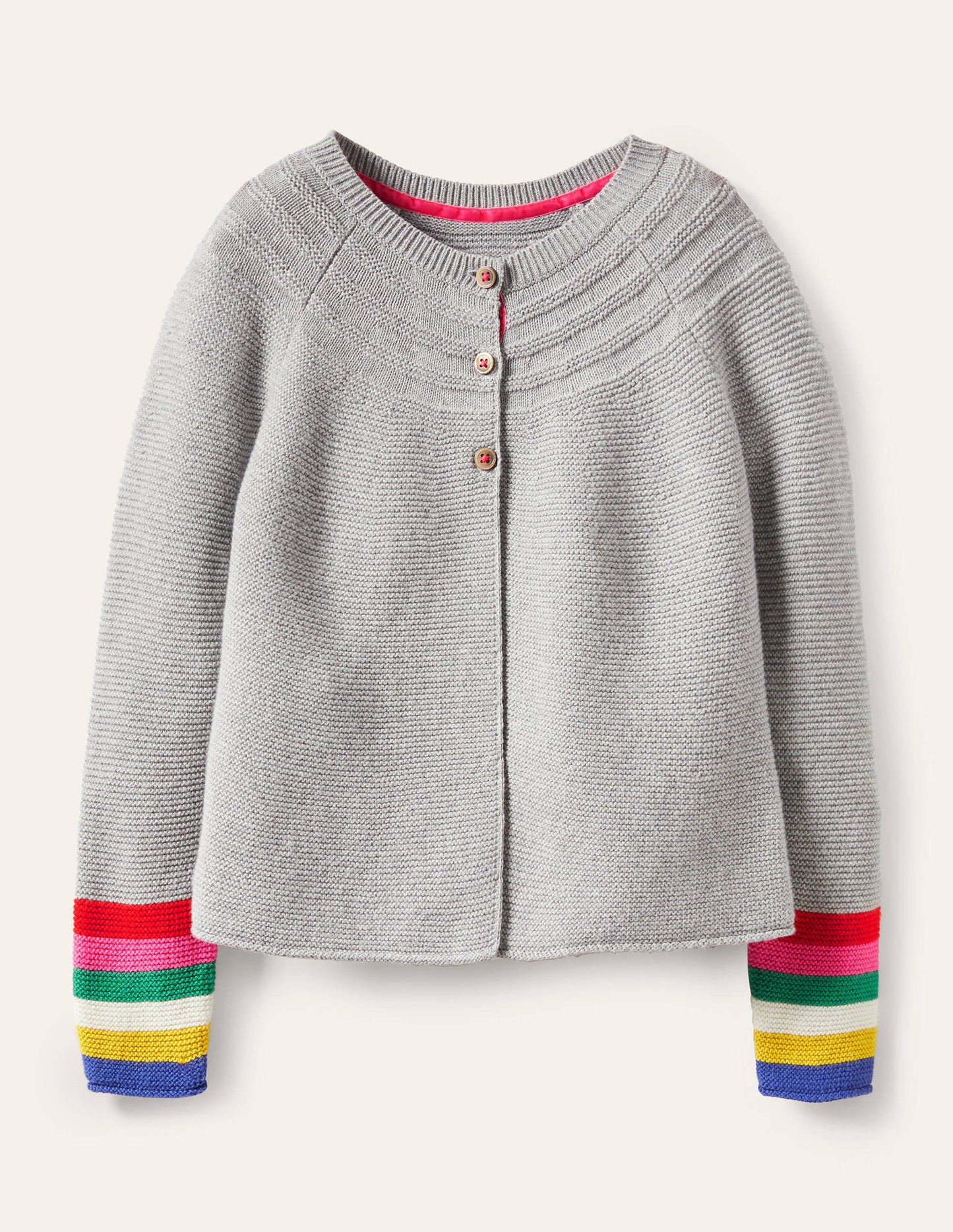 Cotton Cashmere Mix Cardigan-Grey Marl Rainbow