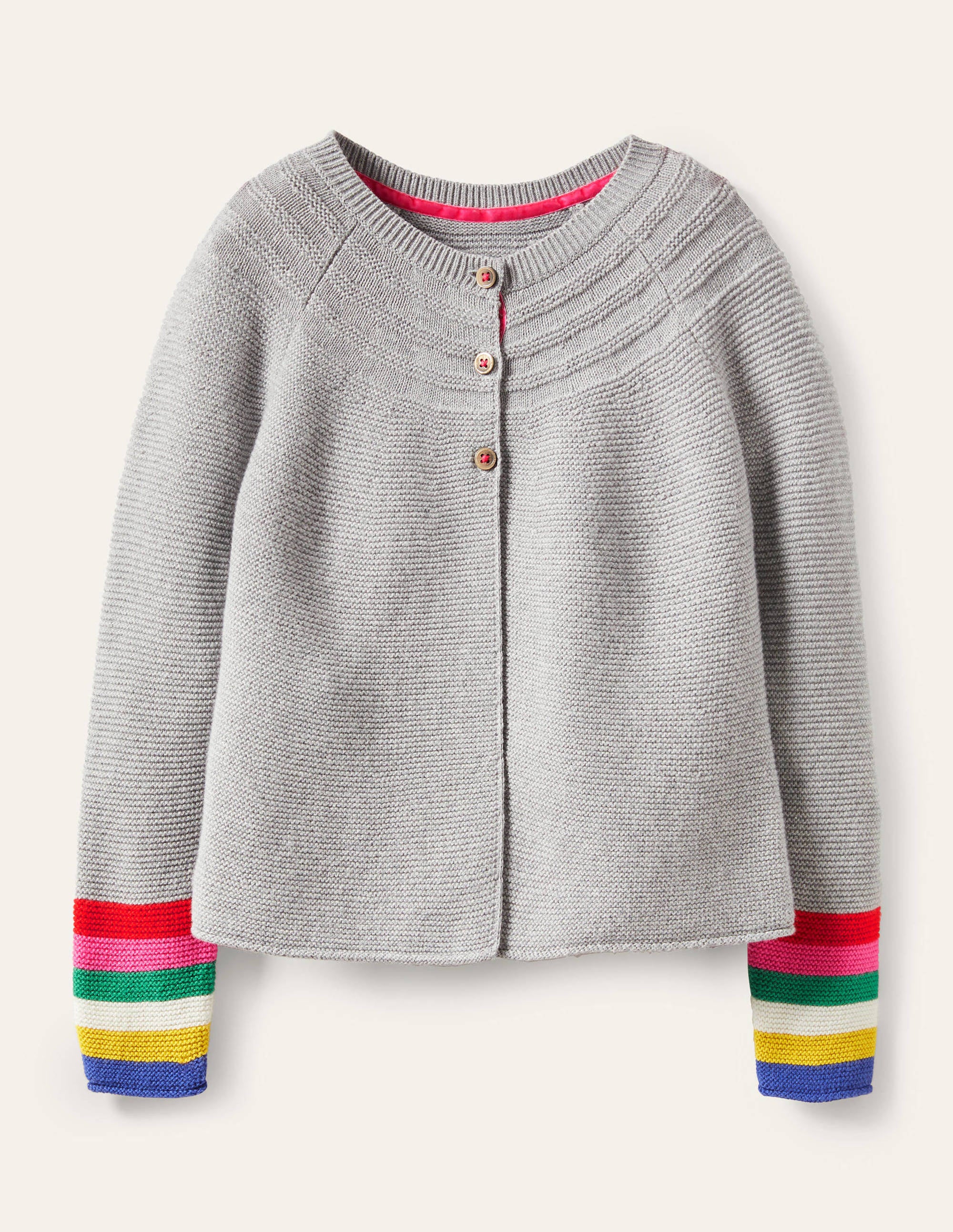Cotton Cashmere Mix Cardigan-Grey Marl Rainbow - Image 1